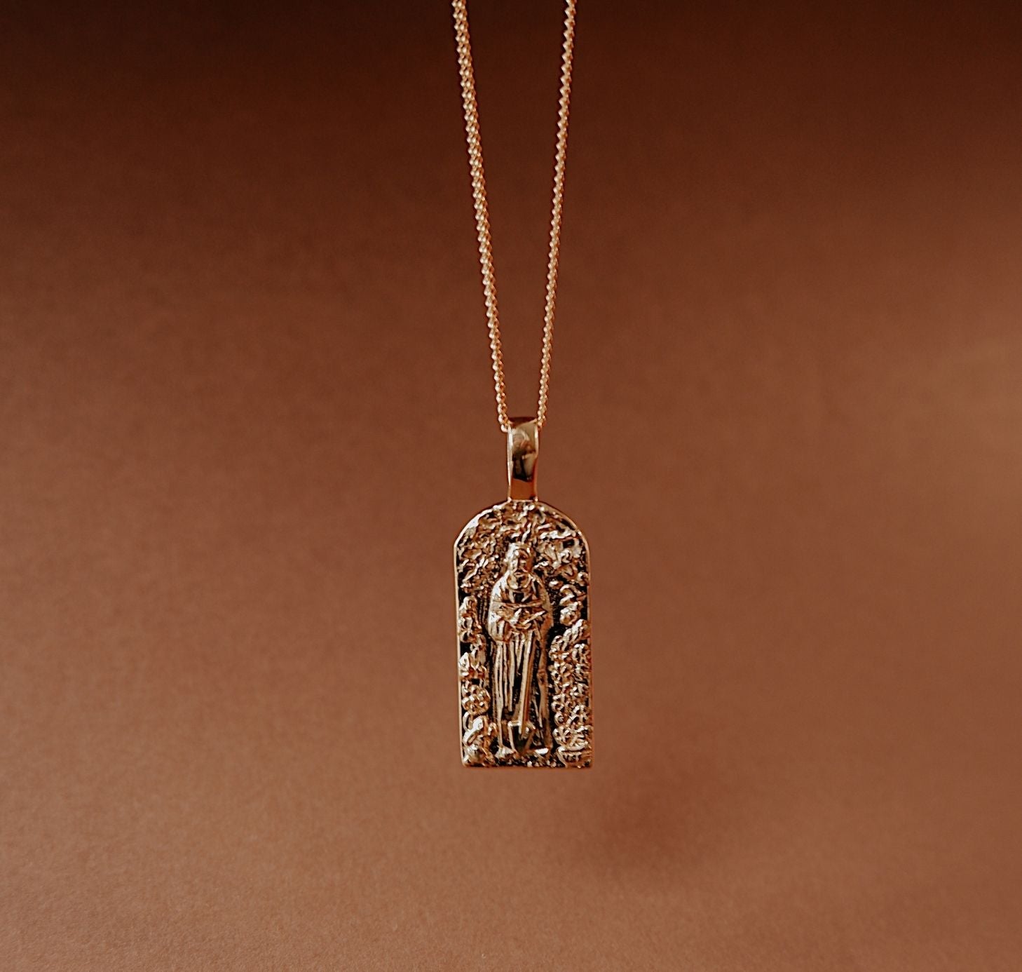 St Fiacre - Patron Saint of Gardening Necklace - Gold