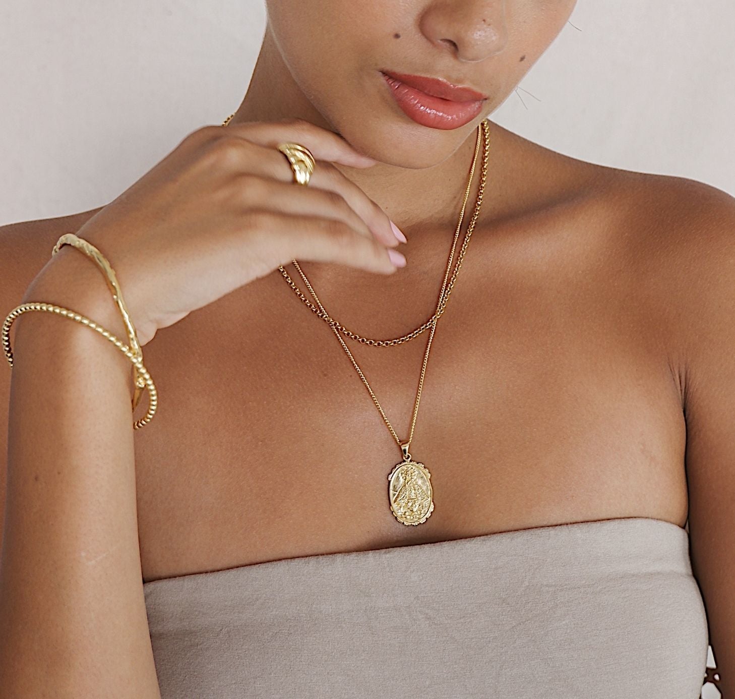 Our Lady of Charity - Patroness of Cuba Necklace - Gold