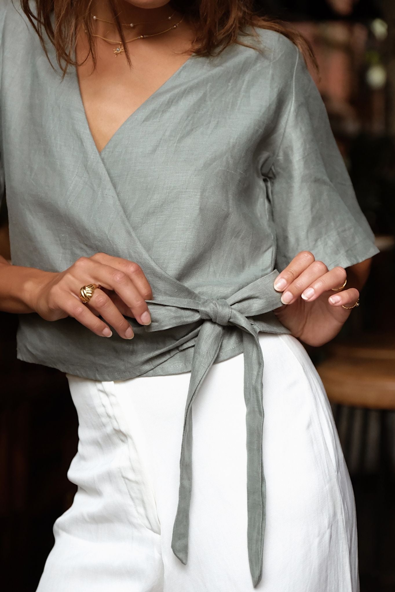 LILY WRAP TOP - Agave