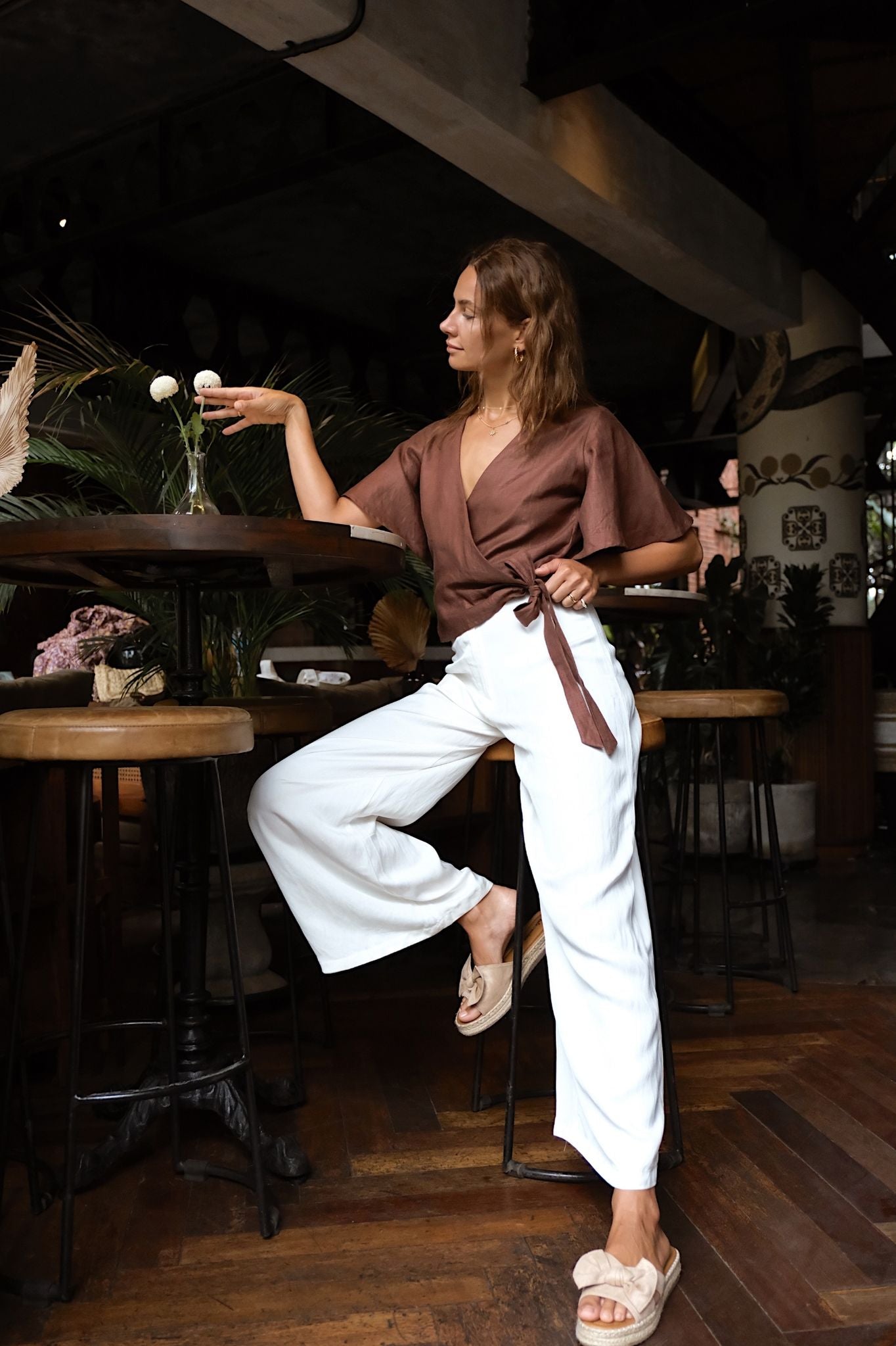 LILY WRAP TOP - Espresso