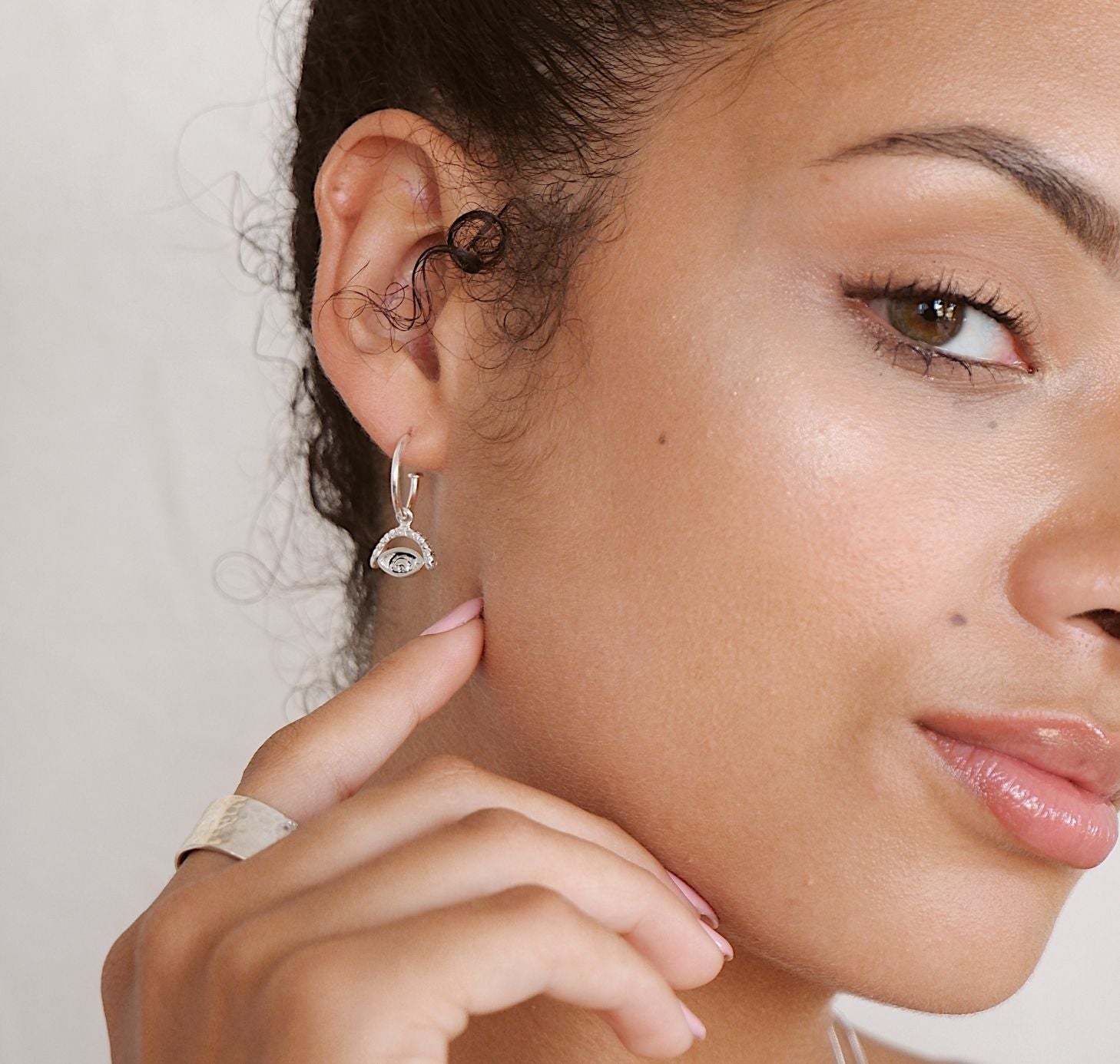 Protection Evil Eye Earrings - Silver