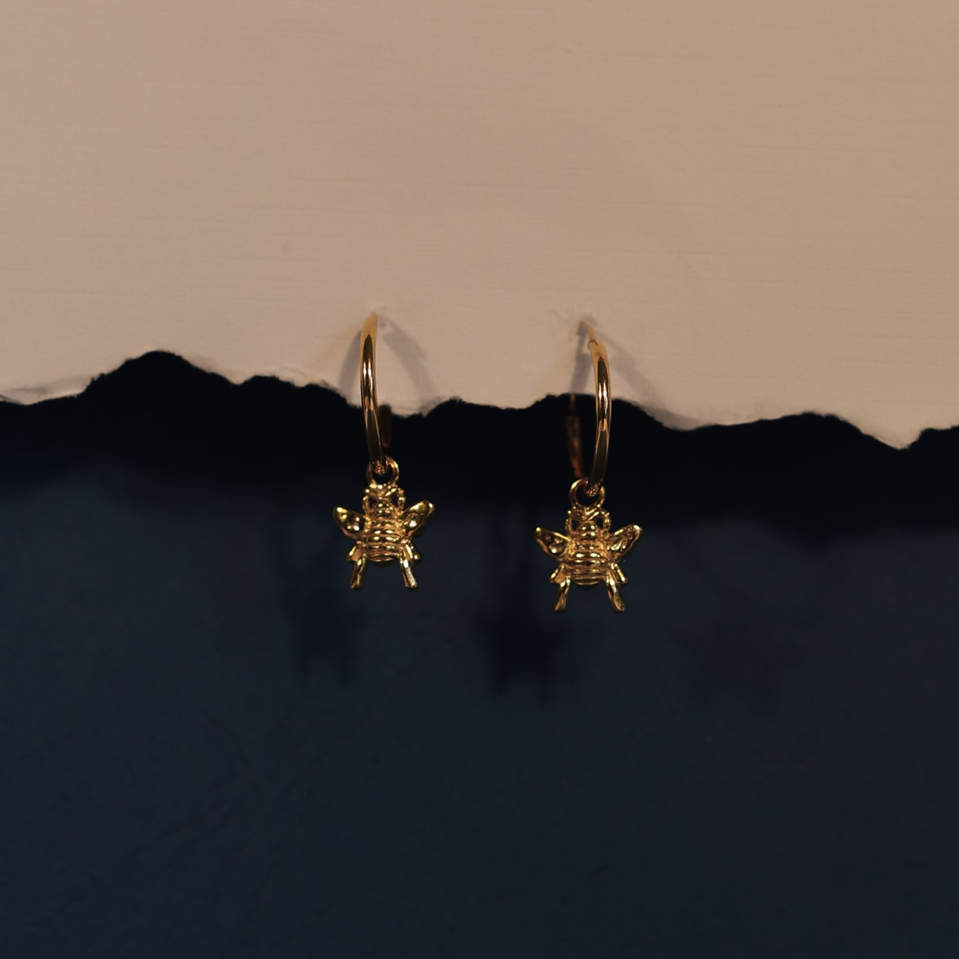 Honey Bee Charm Huggie Earrings (Strength & Resilience) - Gold
