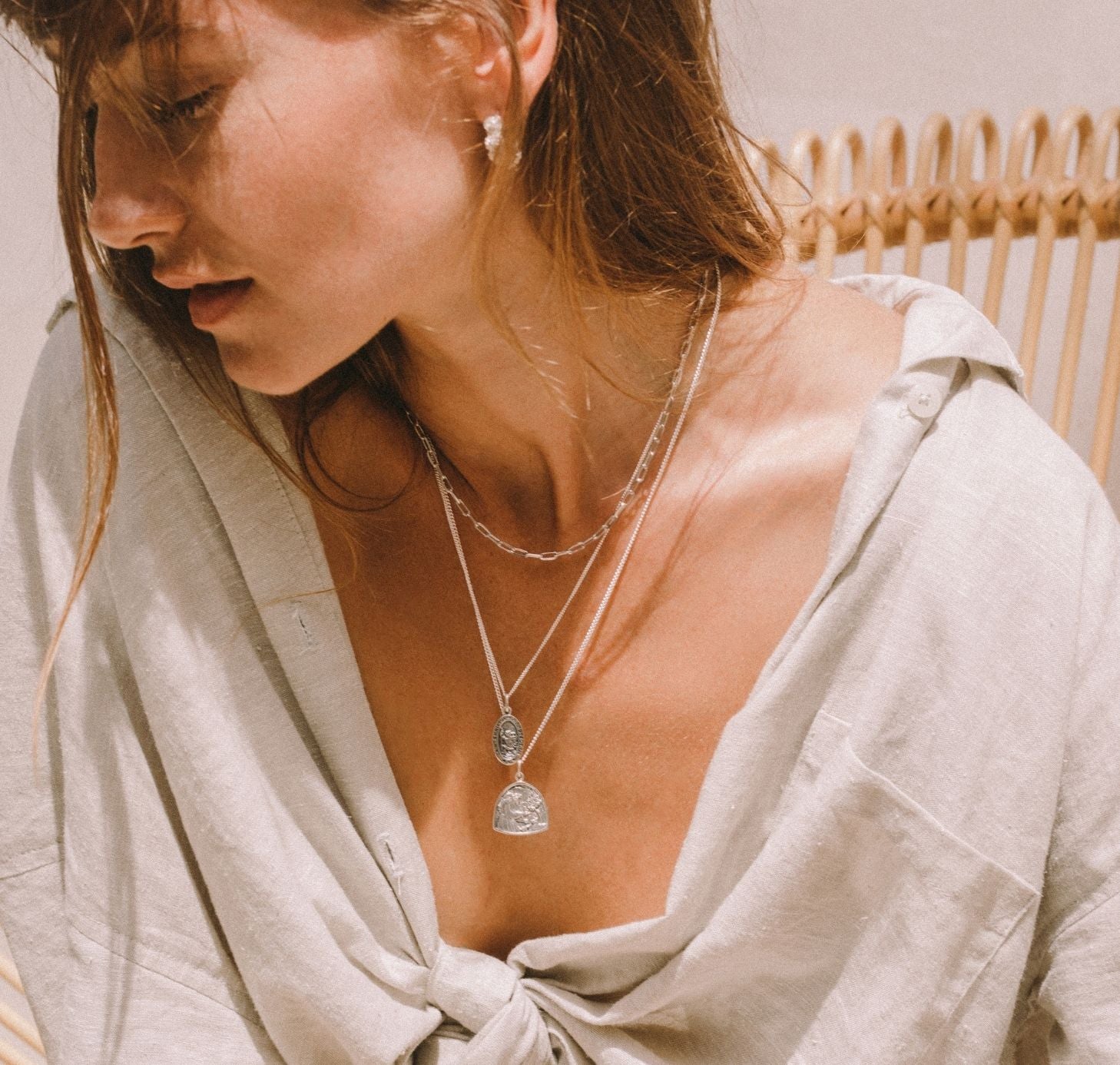 St Christopher the Patron of Travel Charm Necklace Silver