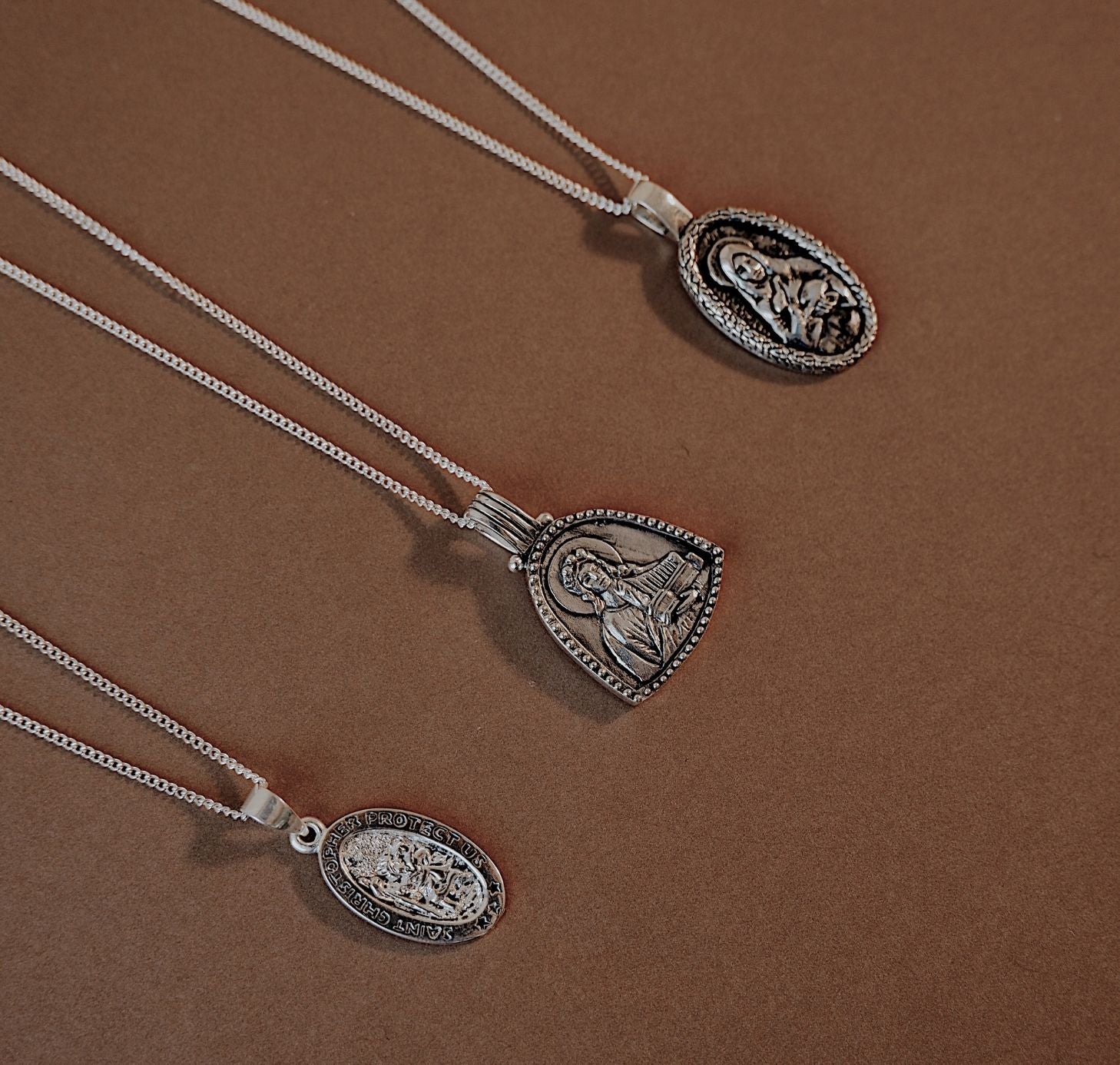 St Christopher the Patron of Travel Charm Necklace Silver