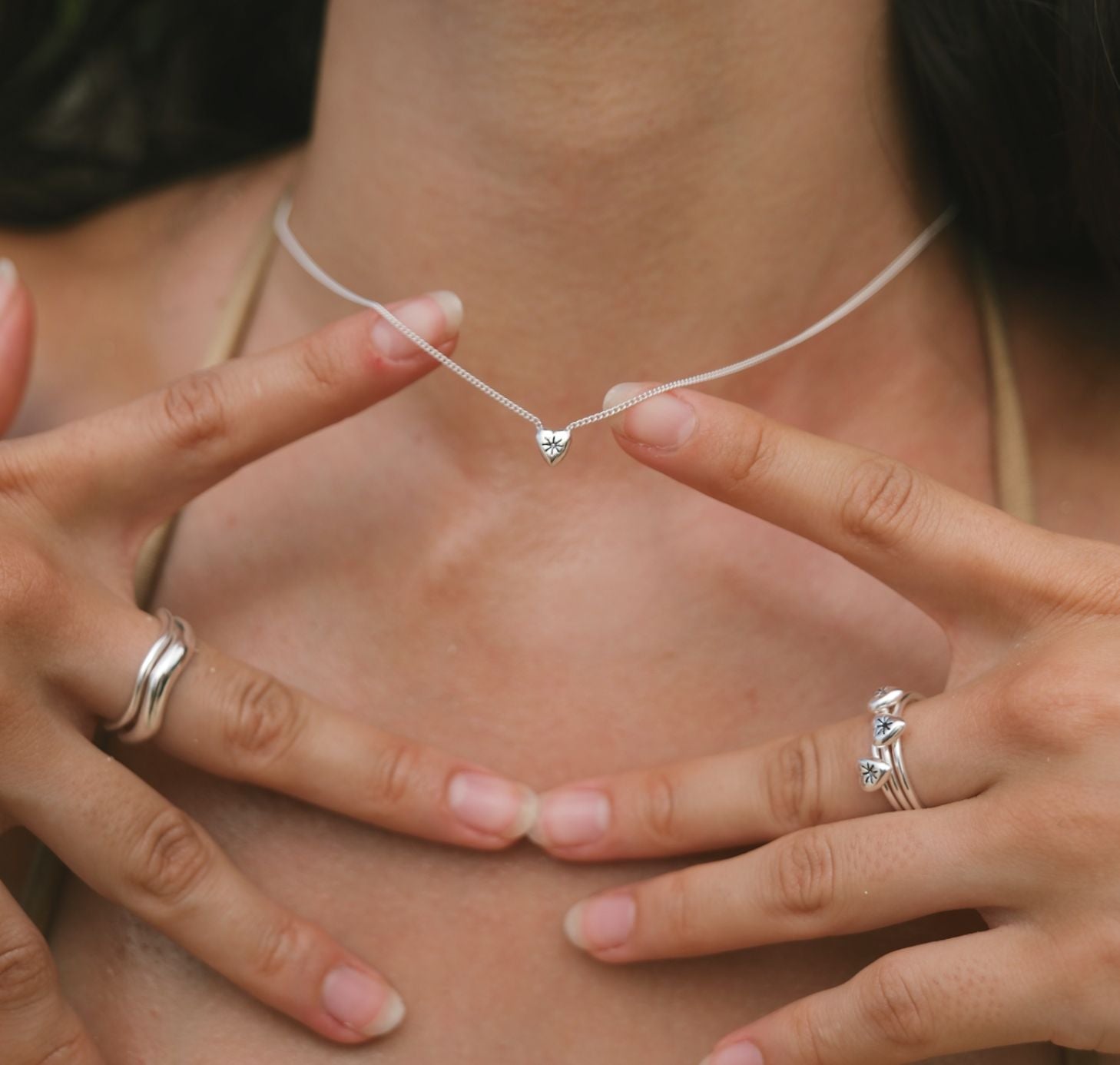 Mini Heart 'Love Puff' Necklace - Silver made from Recycled Sterling Silver