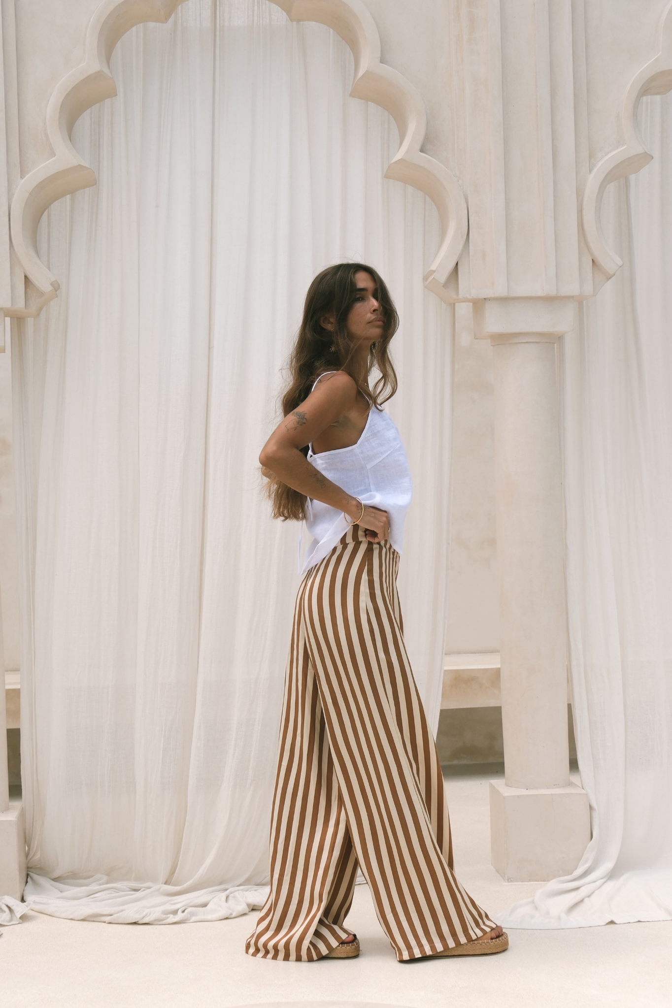 BANKS PANTS - Sand/Cocoa Stripe