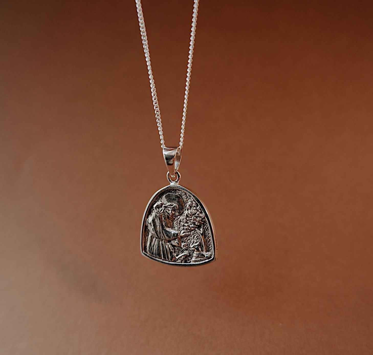 St Assisi - Patron Saint of Animals & the Environment Necklace - Silver