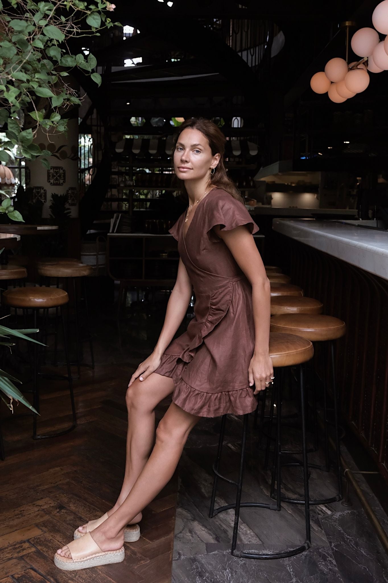 DAPHNE WRAP DRESS - Espresso