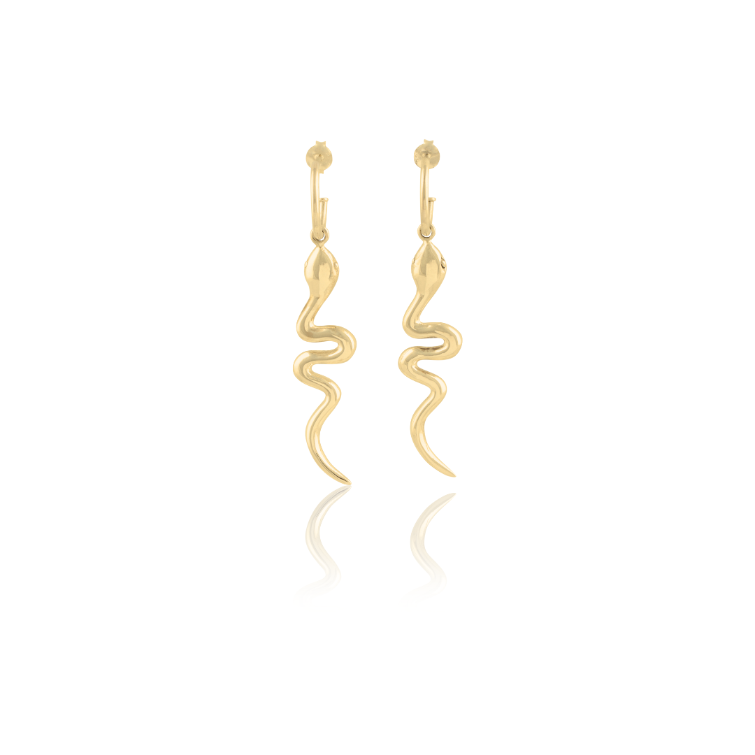 Snake 'Rebirth' Earrings -  Gold Upcycled materials