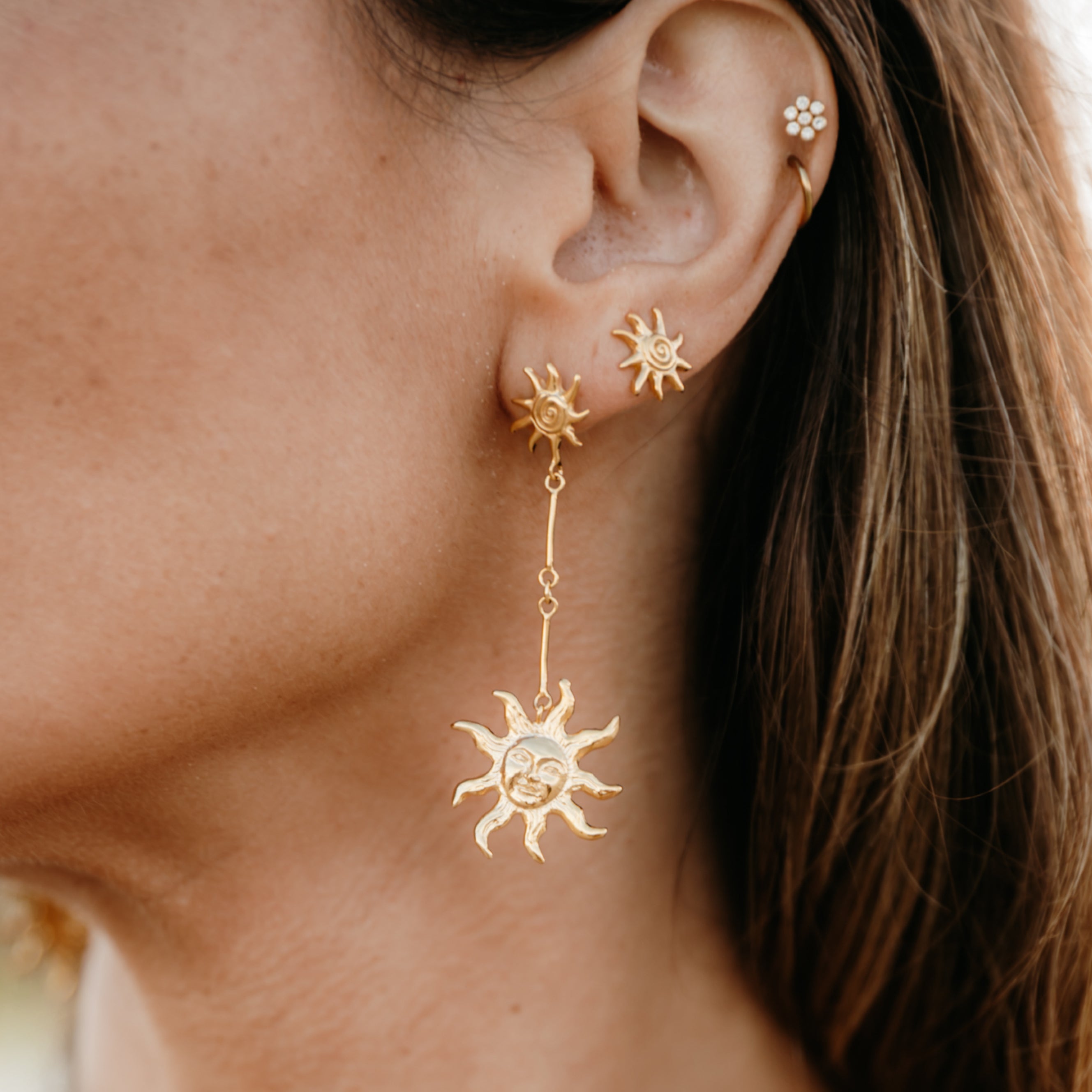 Neri x Luna & Rose - Double Sunshine Earrings - Gold