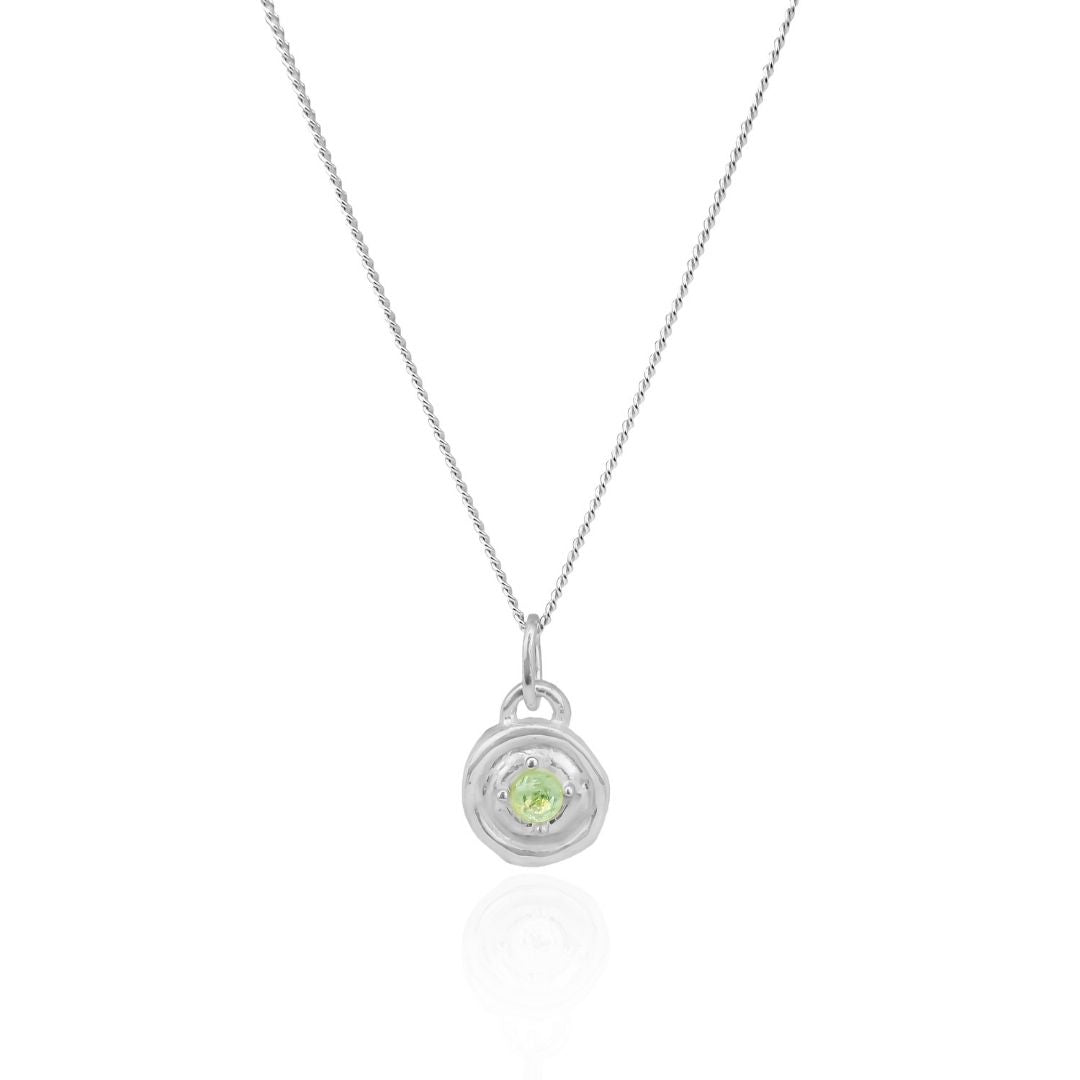 August birthstone Necklace - Peridot - Silver
