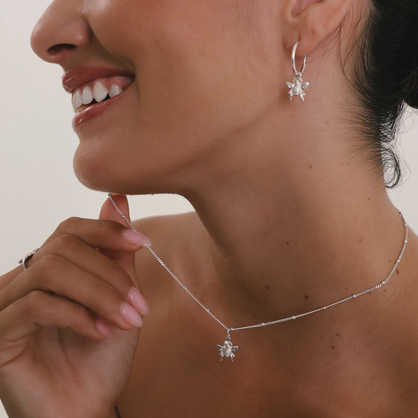 Honey Bee Charm Necklace (Strength & Resilience) - Silver