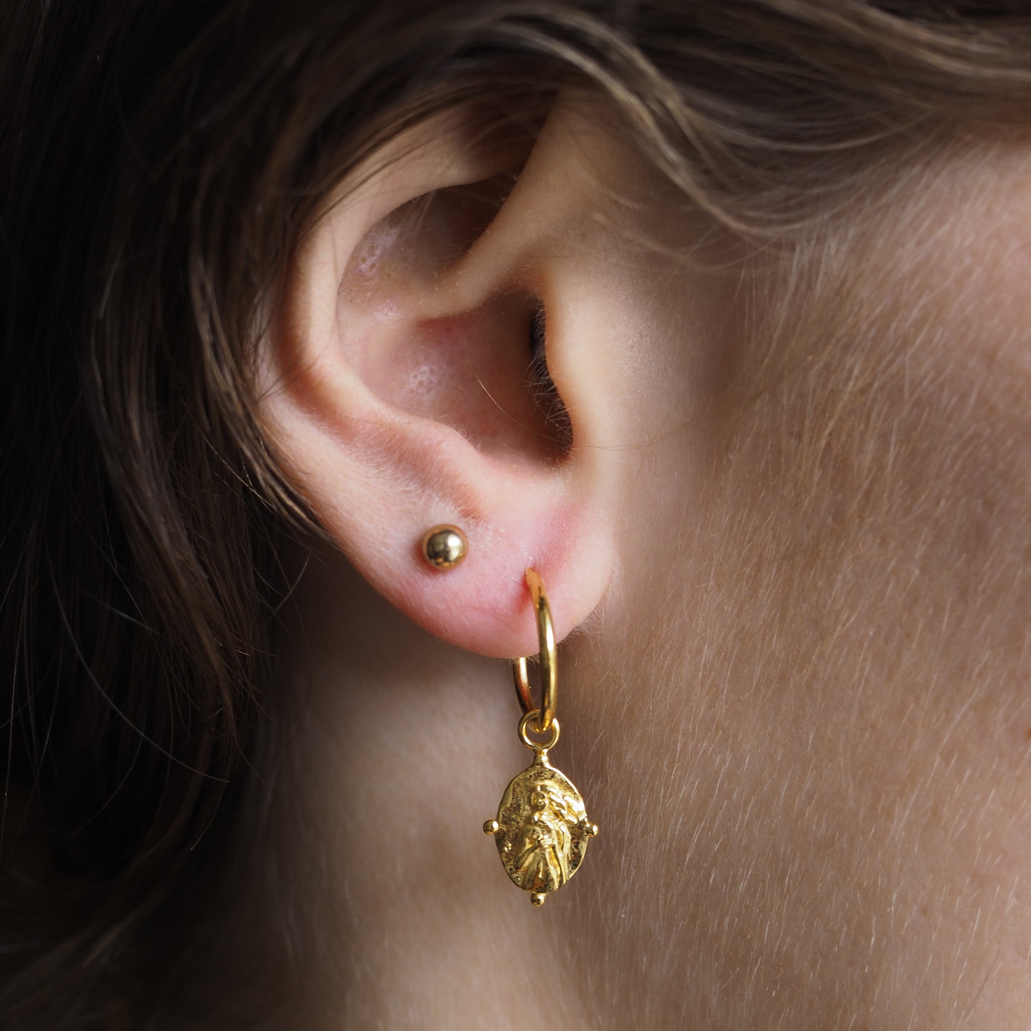 Aphrodaite Gold Hoop Charm earrings