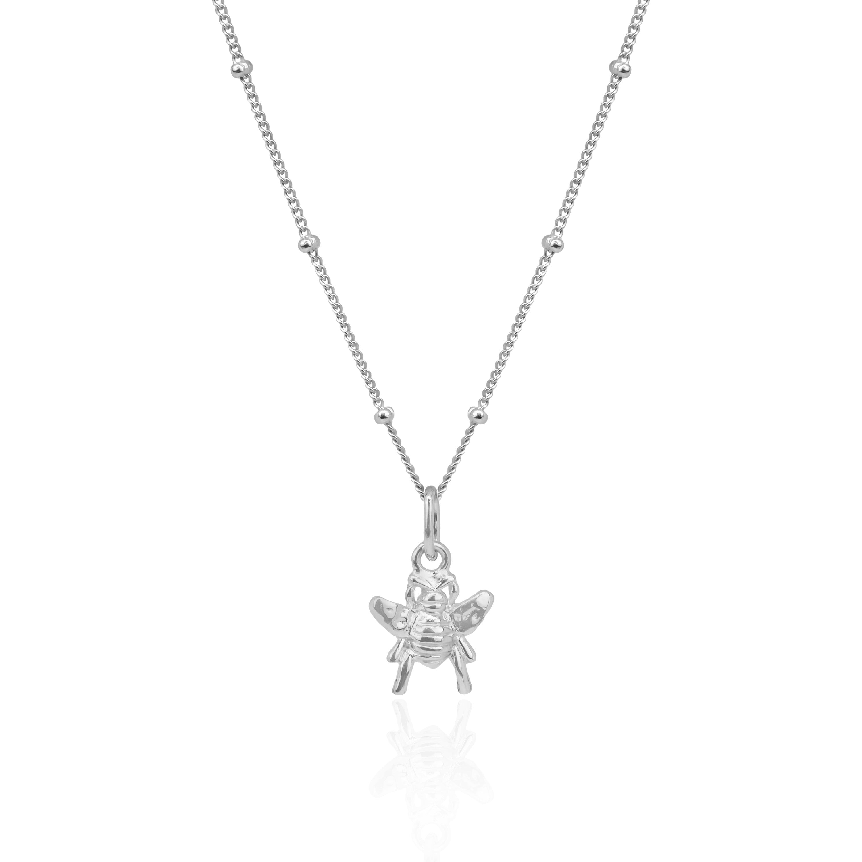 Honey Bee Charm Necklace (Strength & Resilience) - Silver