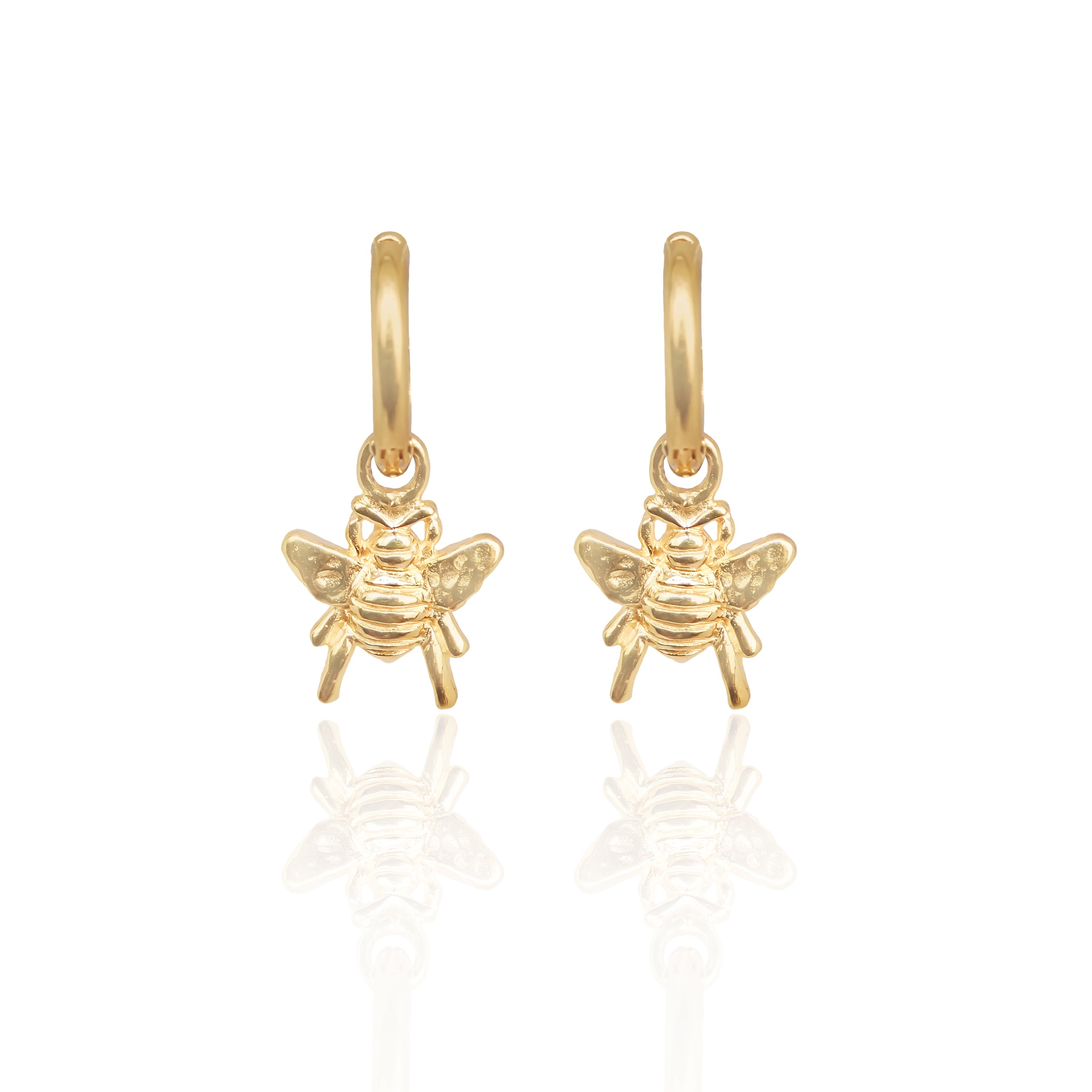Honey Bee Charm Huggie Earrings (Strength & Resilience) - Gold