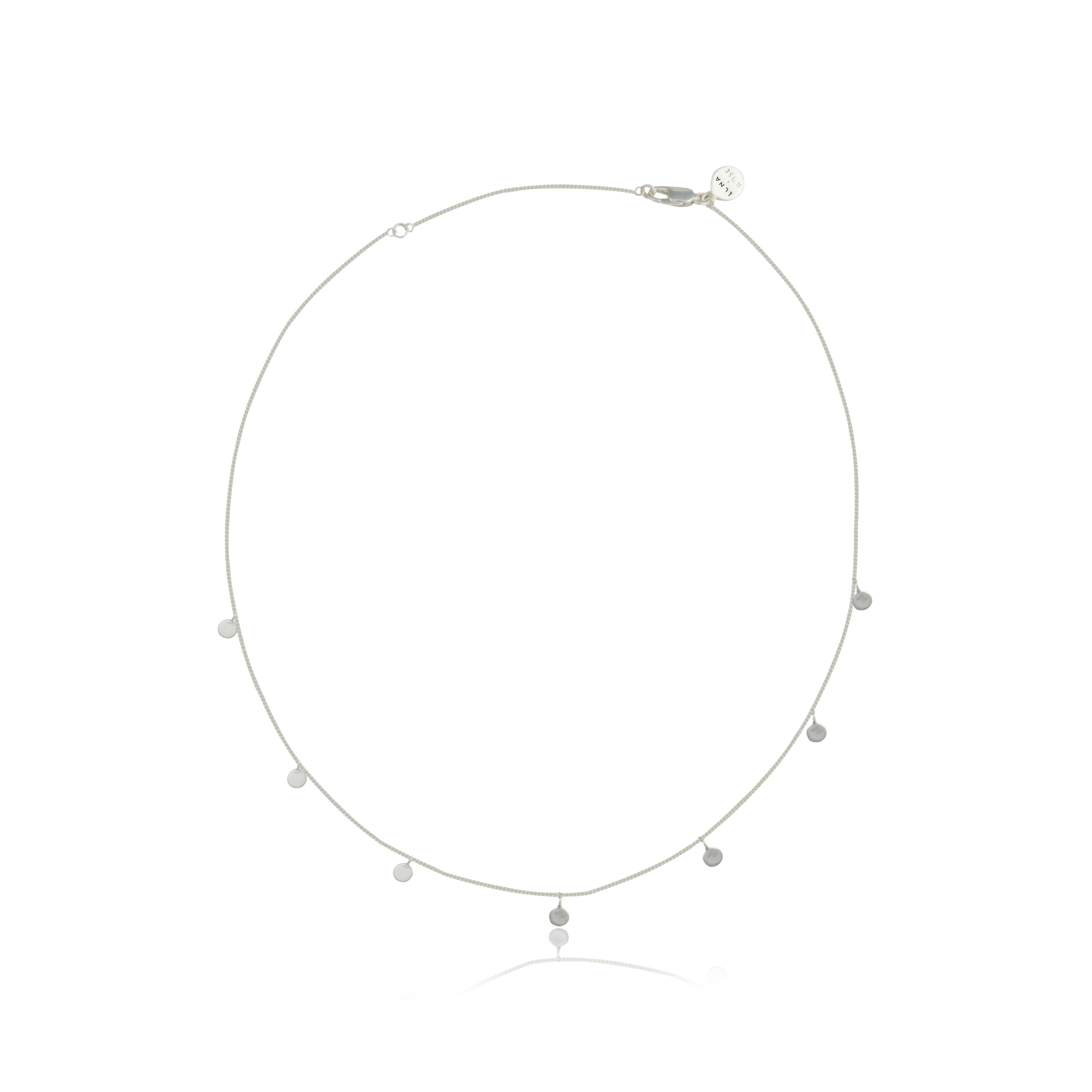 A Silver necklace with small charm and adjustable clasp