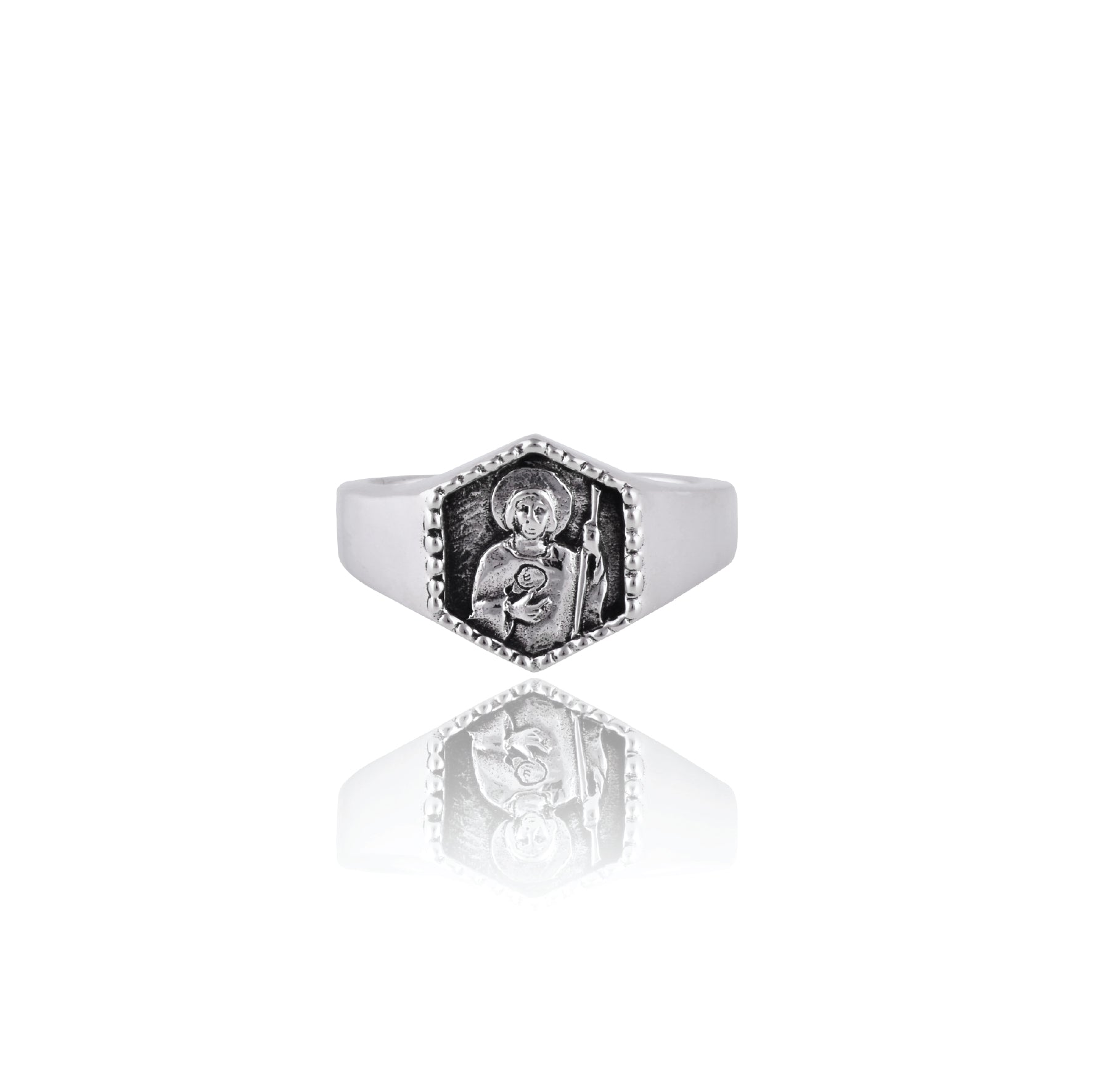 St Jude Patron Saint of Hope & Impossible Causes Signet Ring - Silver