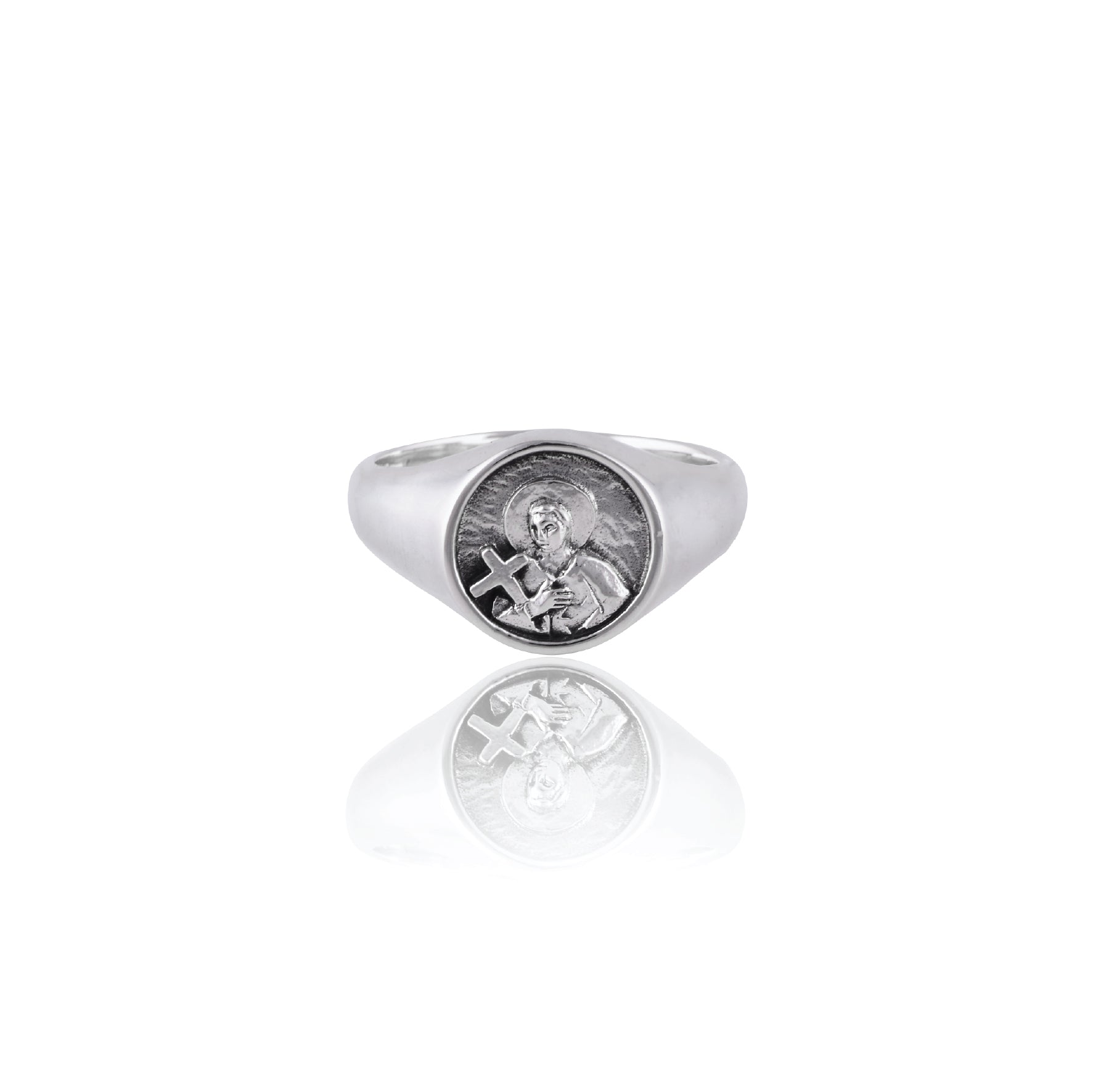 St Gerard Patron Saint of Motherhood Signet Ring - Silver
