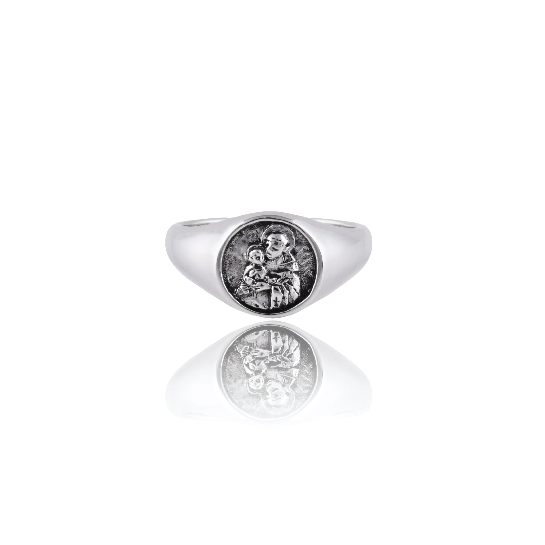 St Anthony Patron Saint of Miracles Signet Ring - Silver