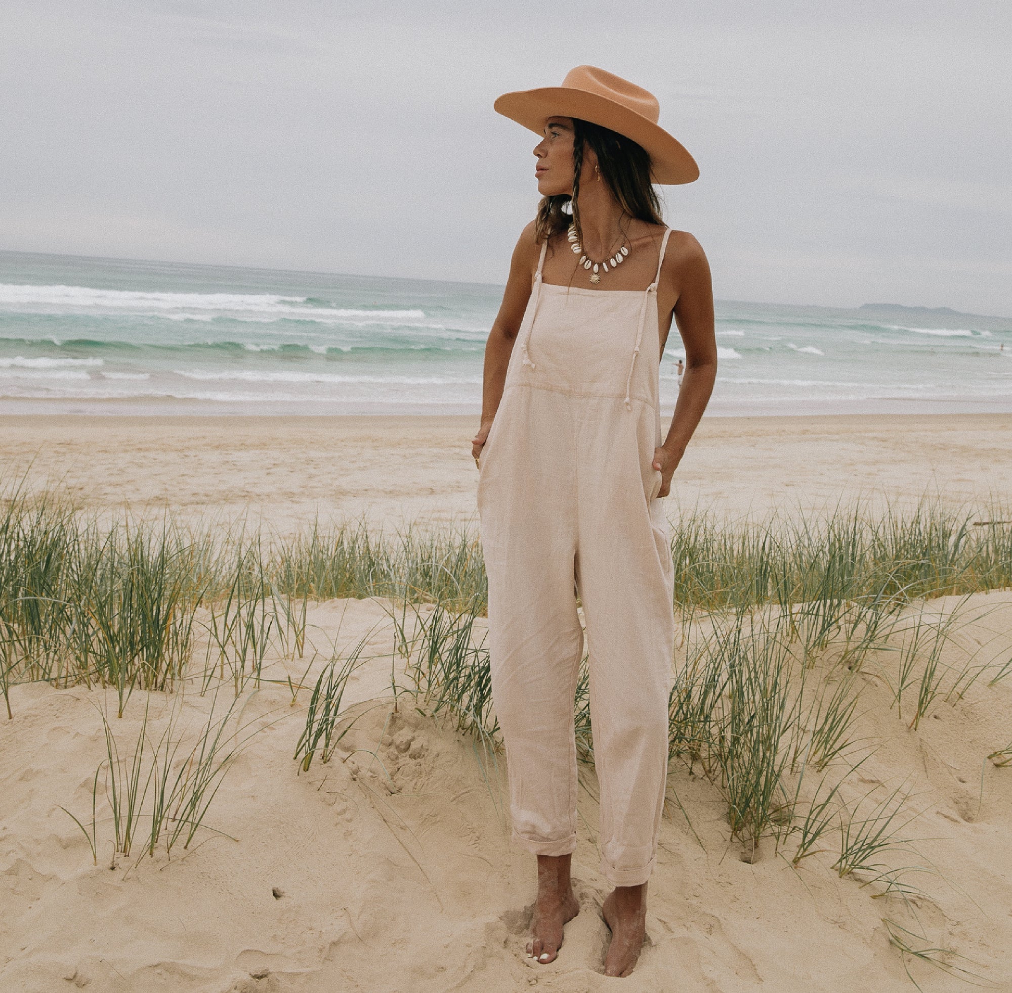 Plant Dyed Organic Linen overalls
