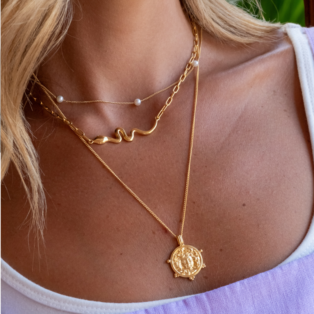 Medusa Pendant for Protection Necklace - Gold
