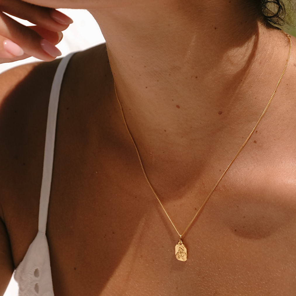 Mini Rectangle Pendant engraved collectors item Gold on Chain