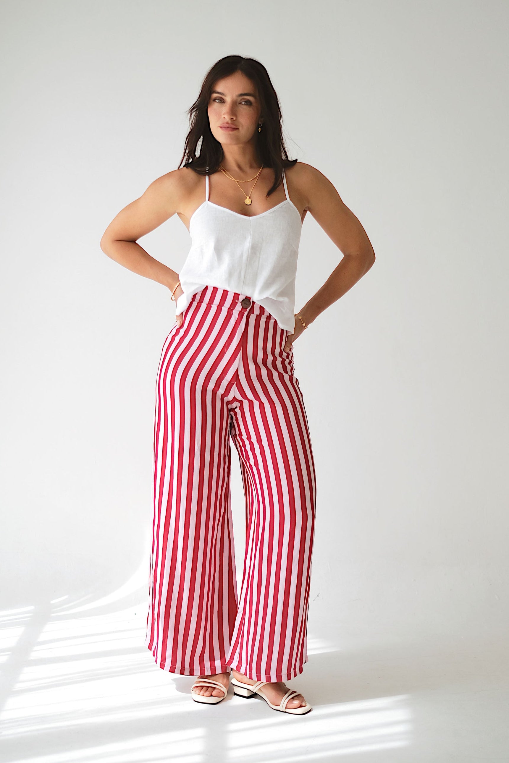 BANKS PANTS - Red/Pink Stripe