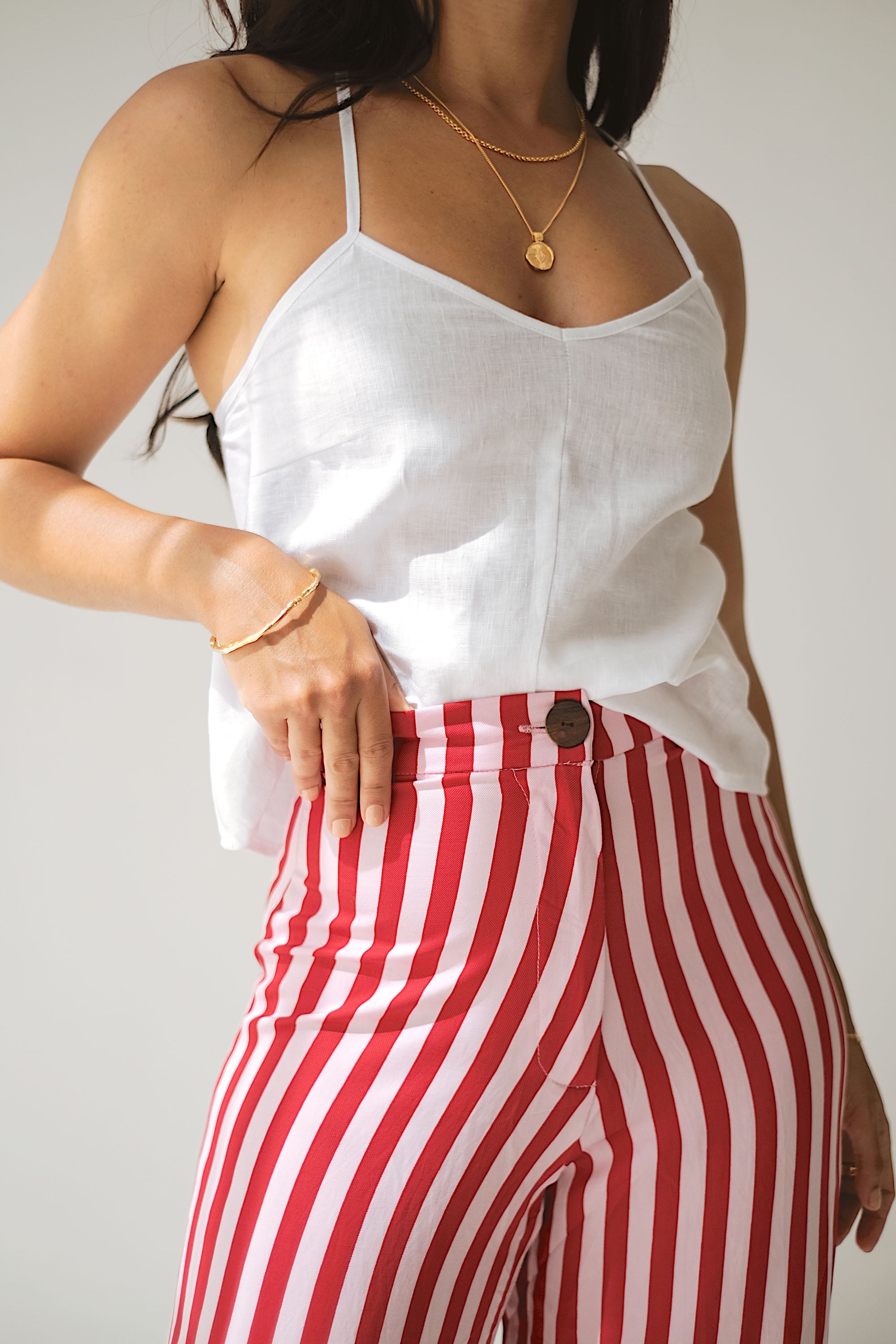 BANKS PANTS - Red/Pink Stripe