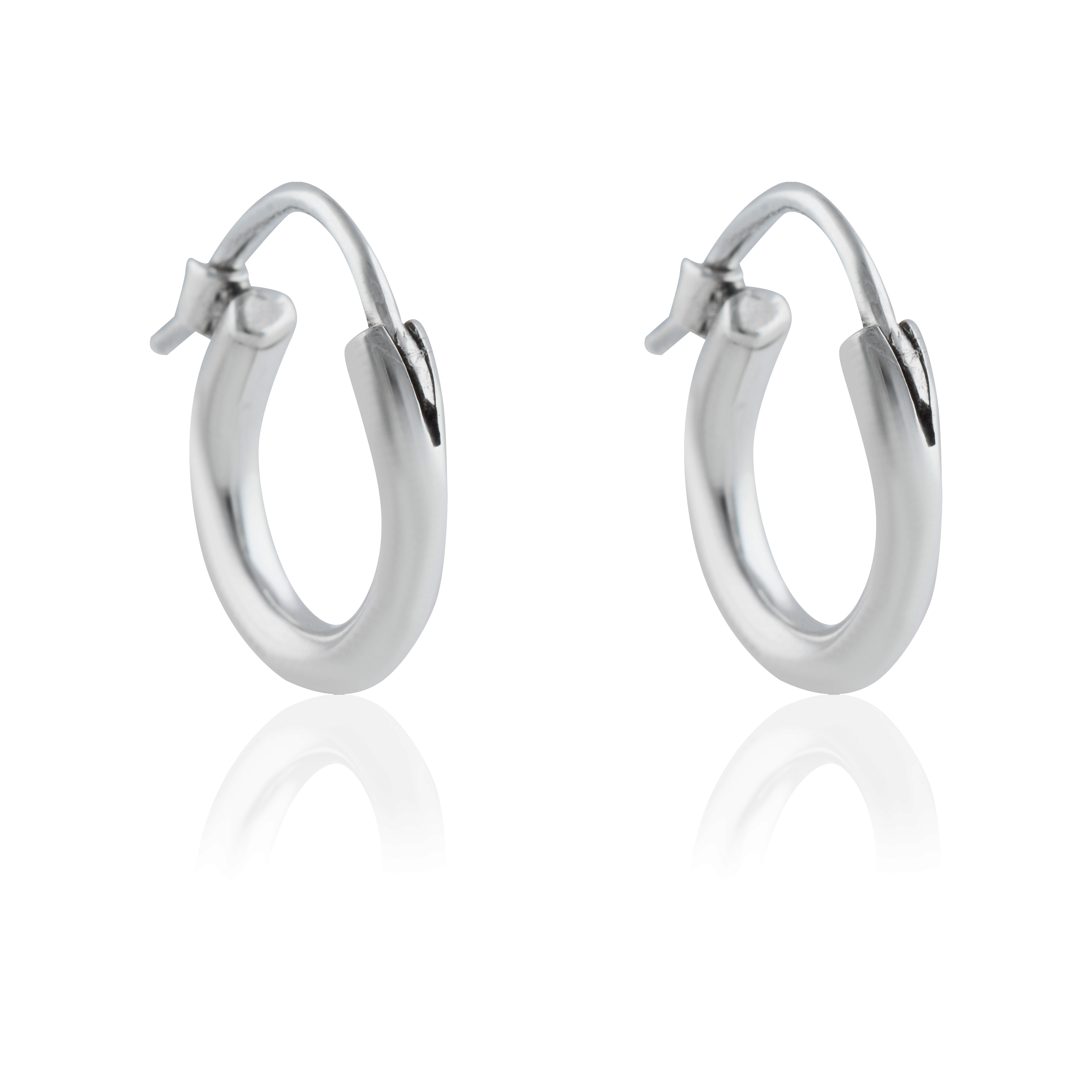 signature hoops earrings silver on white background