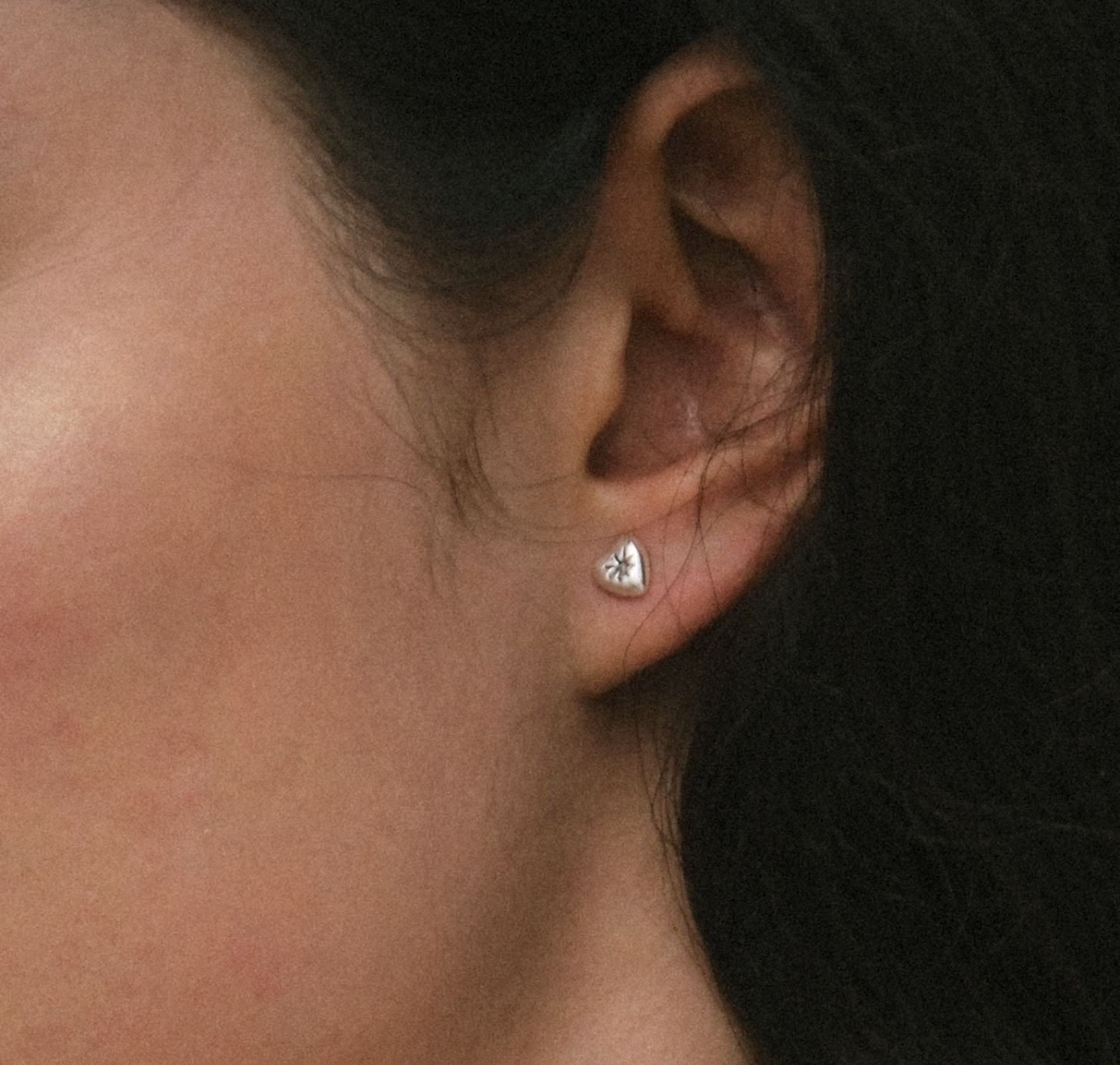 Mini Love Puff heart earring in Silver