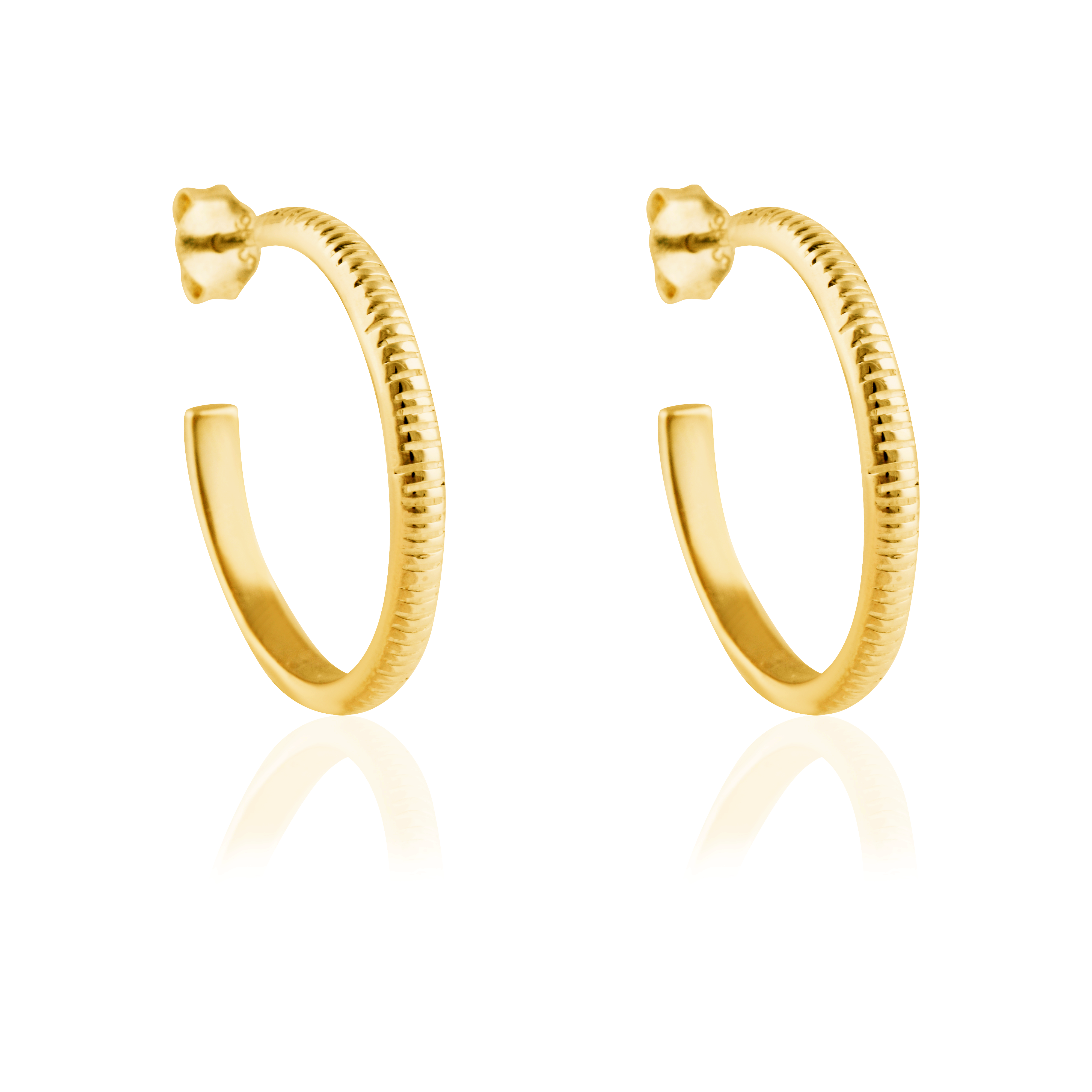 The Met stripe hoops earrings gold 23mm on white background