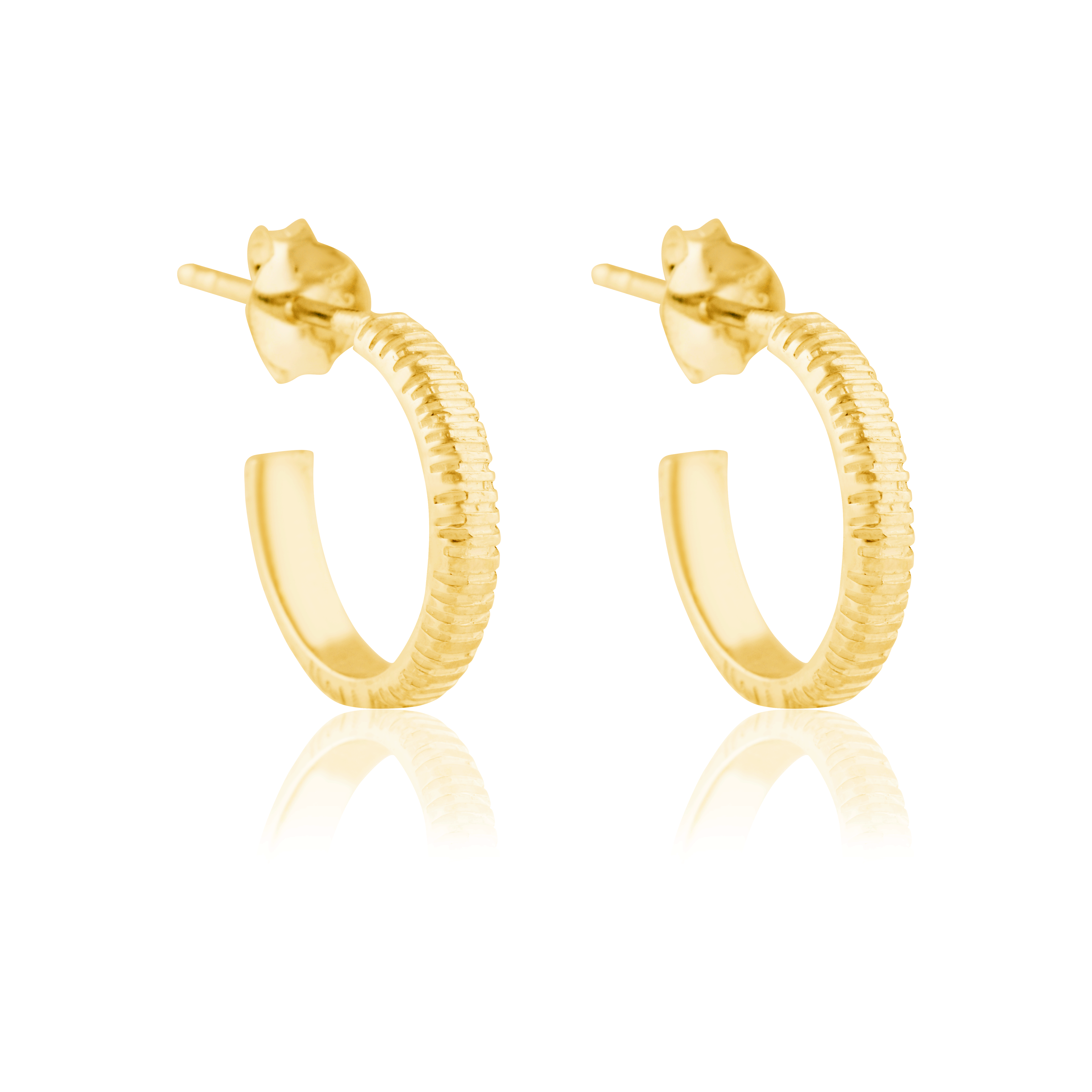 The met stripe hoops earrings gold on white background