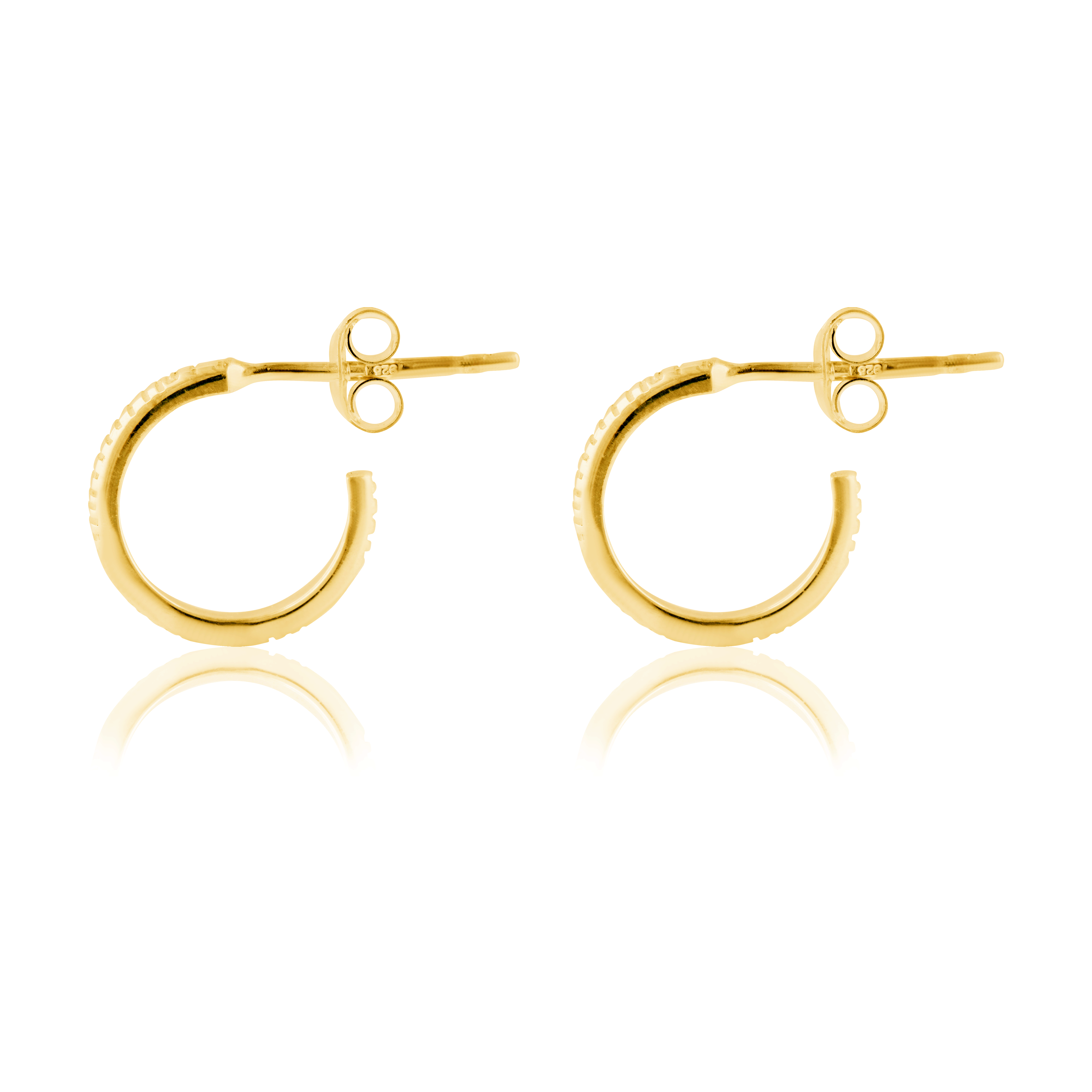 The MET Stripe Thin Earrings 12mm - Gold on white background