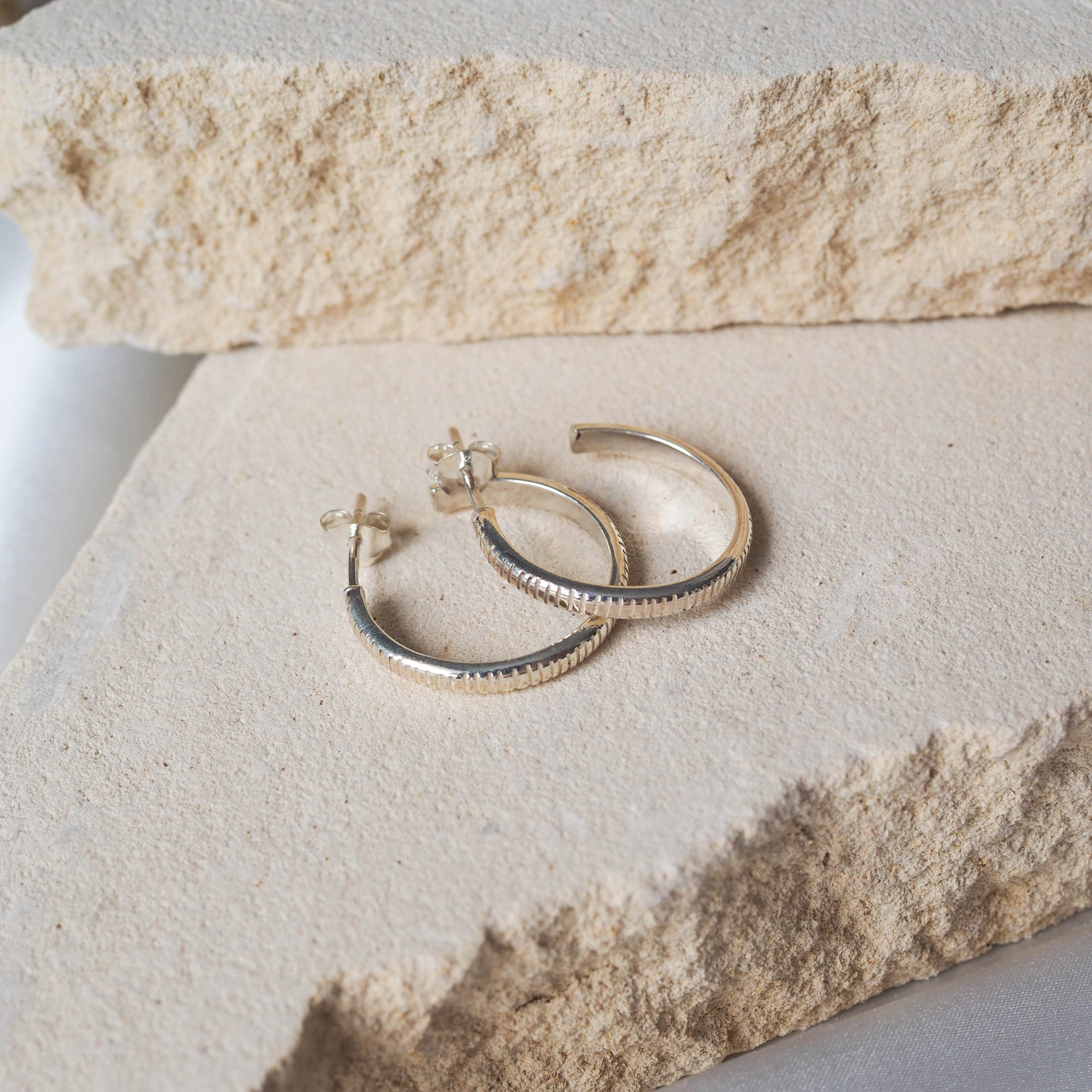 Luna & Rose Stripe Silver Earrings