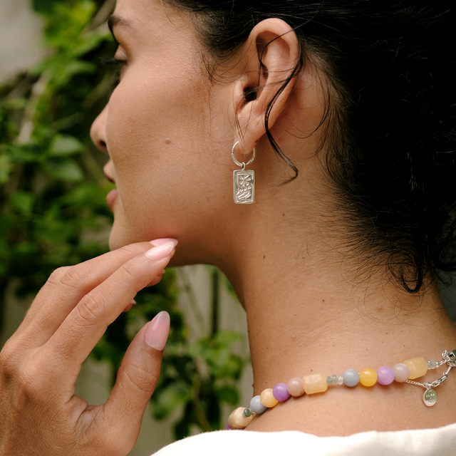 close up of Doom and Gloom earrings by luna rose