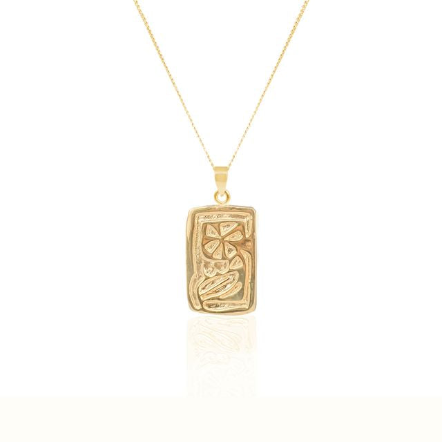 Doom and gloom gold necklace showcased on a clean white background