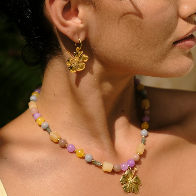 hibiscus earrings and necklace by luna rose