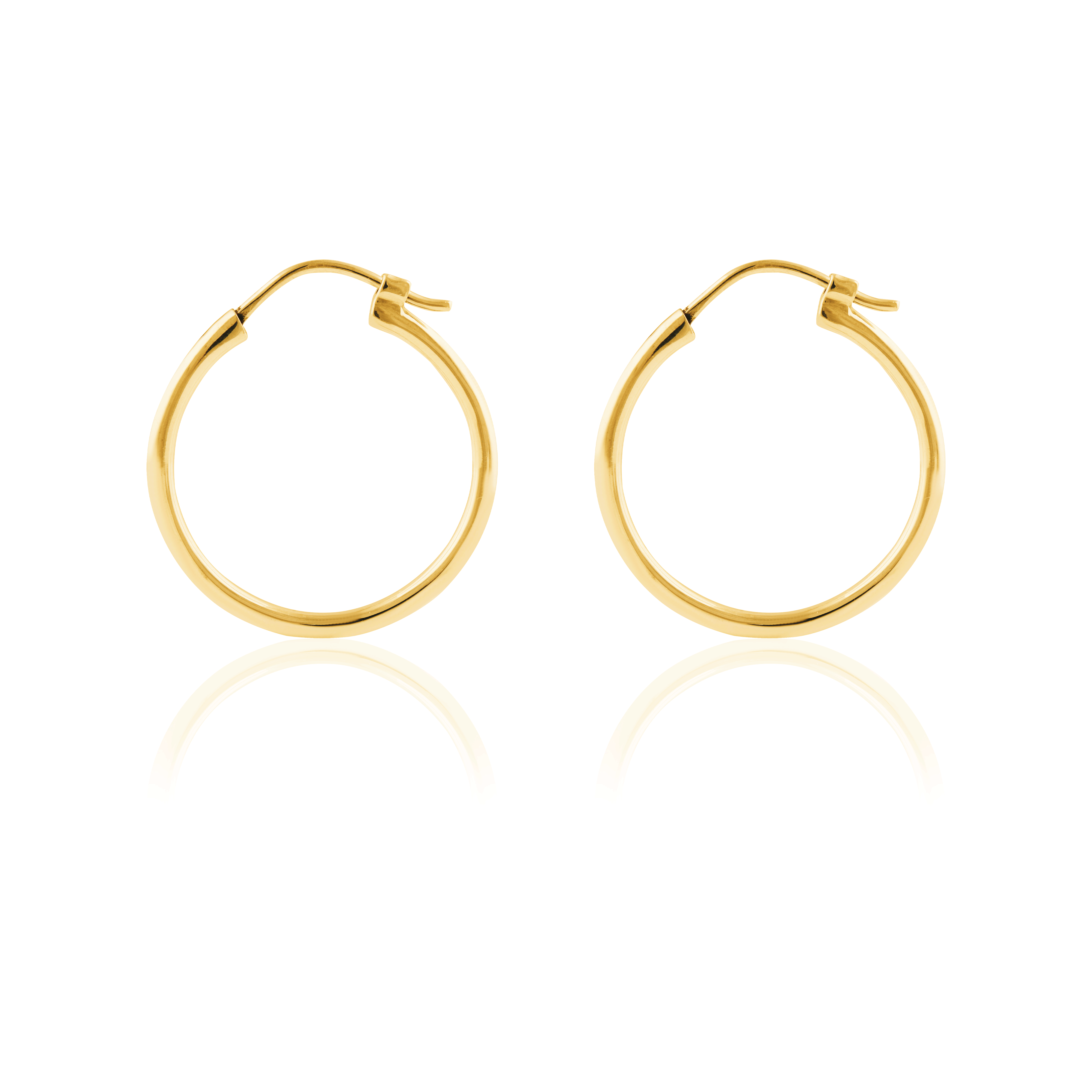 a pair of signature hoops earrings gold 25 mm midi