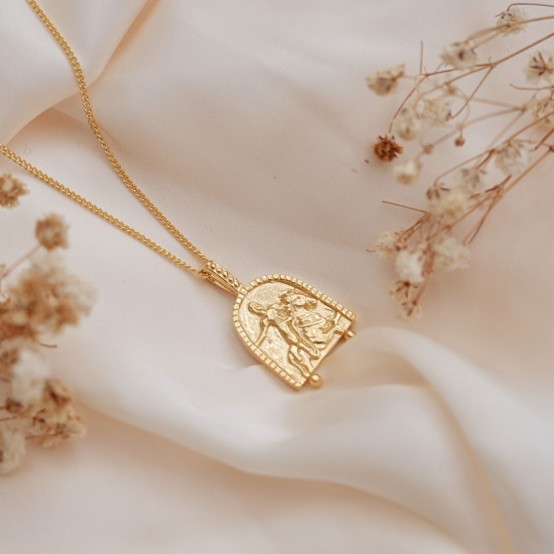 9KT Solid Gold Joan of Arc Pendant - Icon of Freedom, Determination & Independence