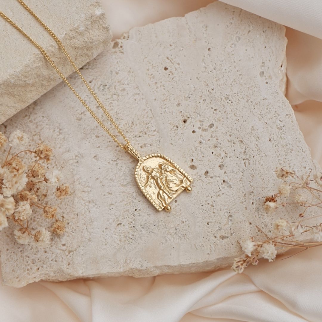 Gold Joan of Arc Pendant - Icon of Freedom, Determination & Independence