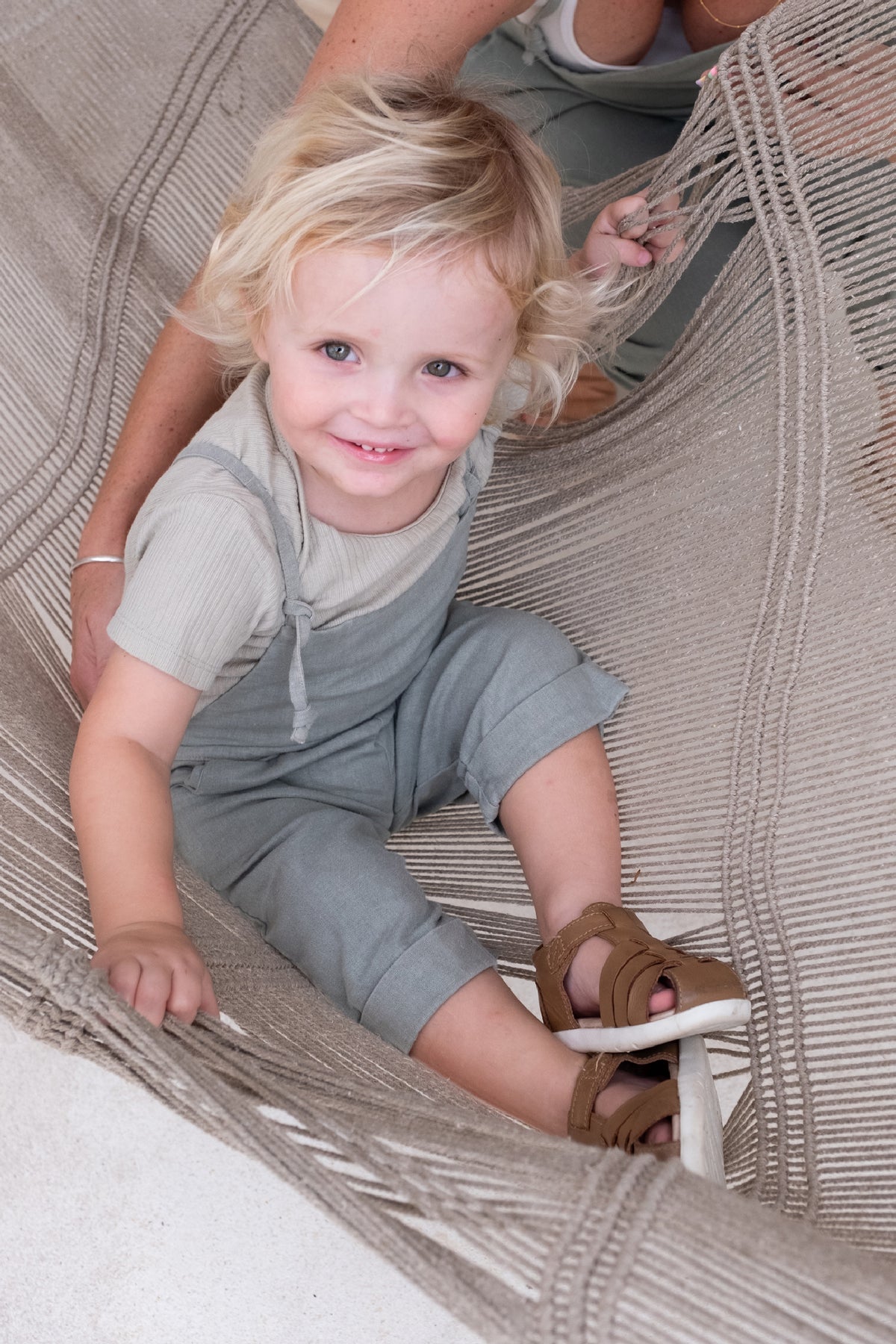 Baby Ollie Overalls - Sage Organically Plant Dyed