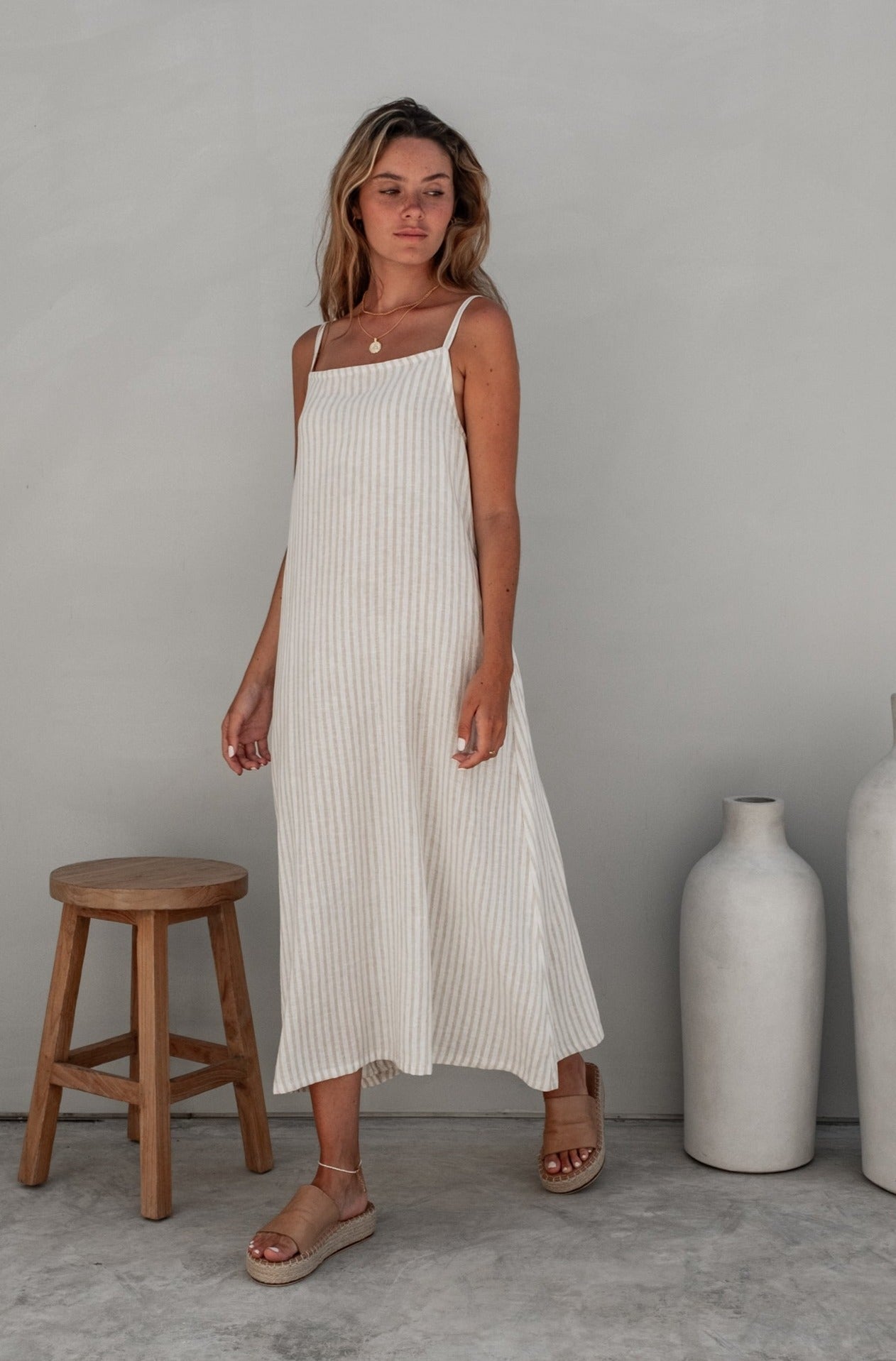 Daisy Dress - Natural Sand Dune Stripe Daisy Dress - Natural Sand Dune Stripe