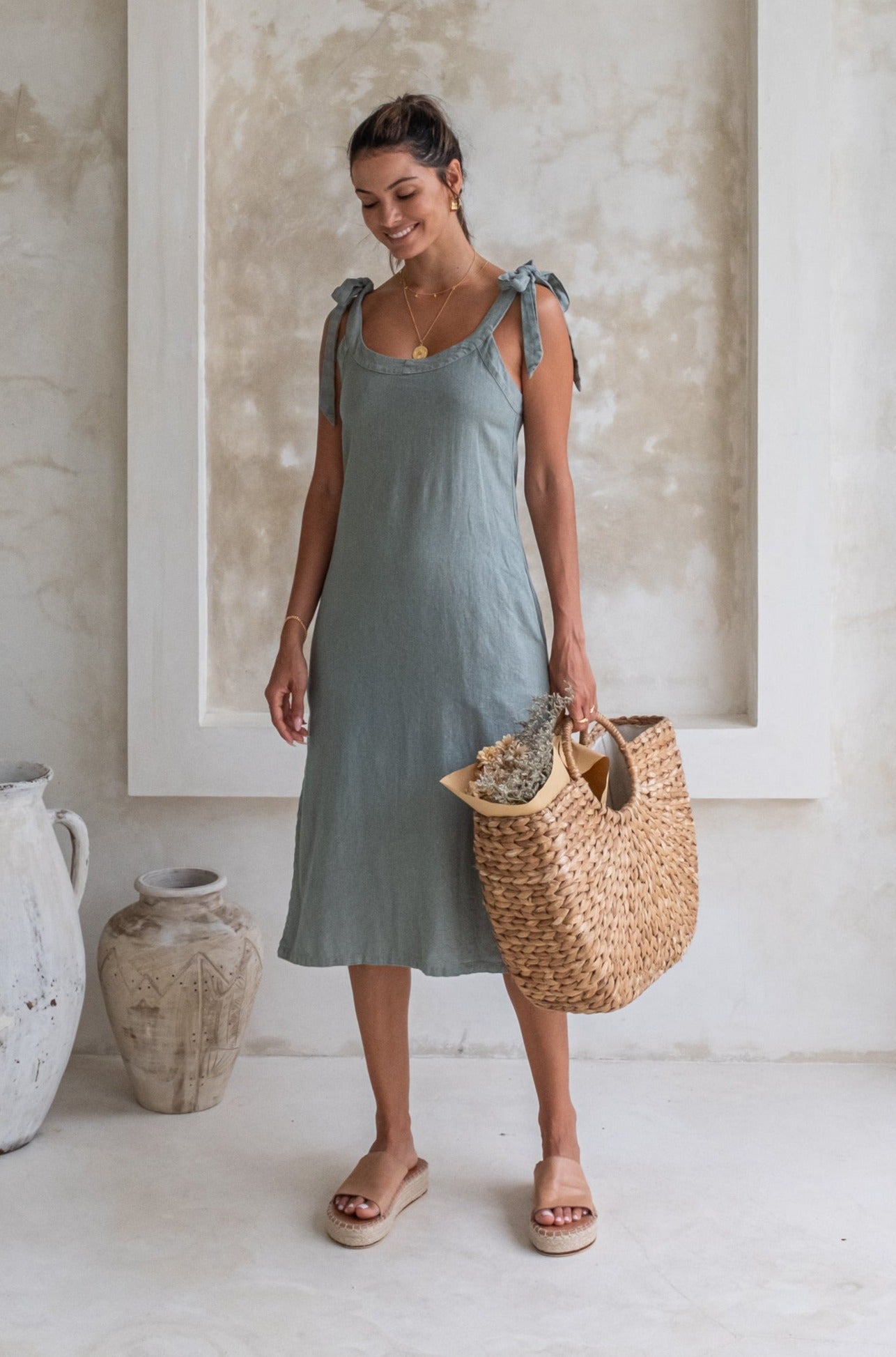 Harley Dress - Sage *Organically Plant Dyed* L