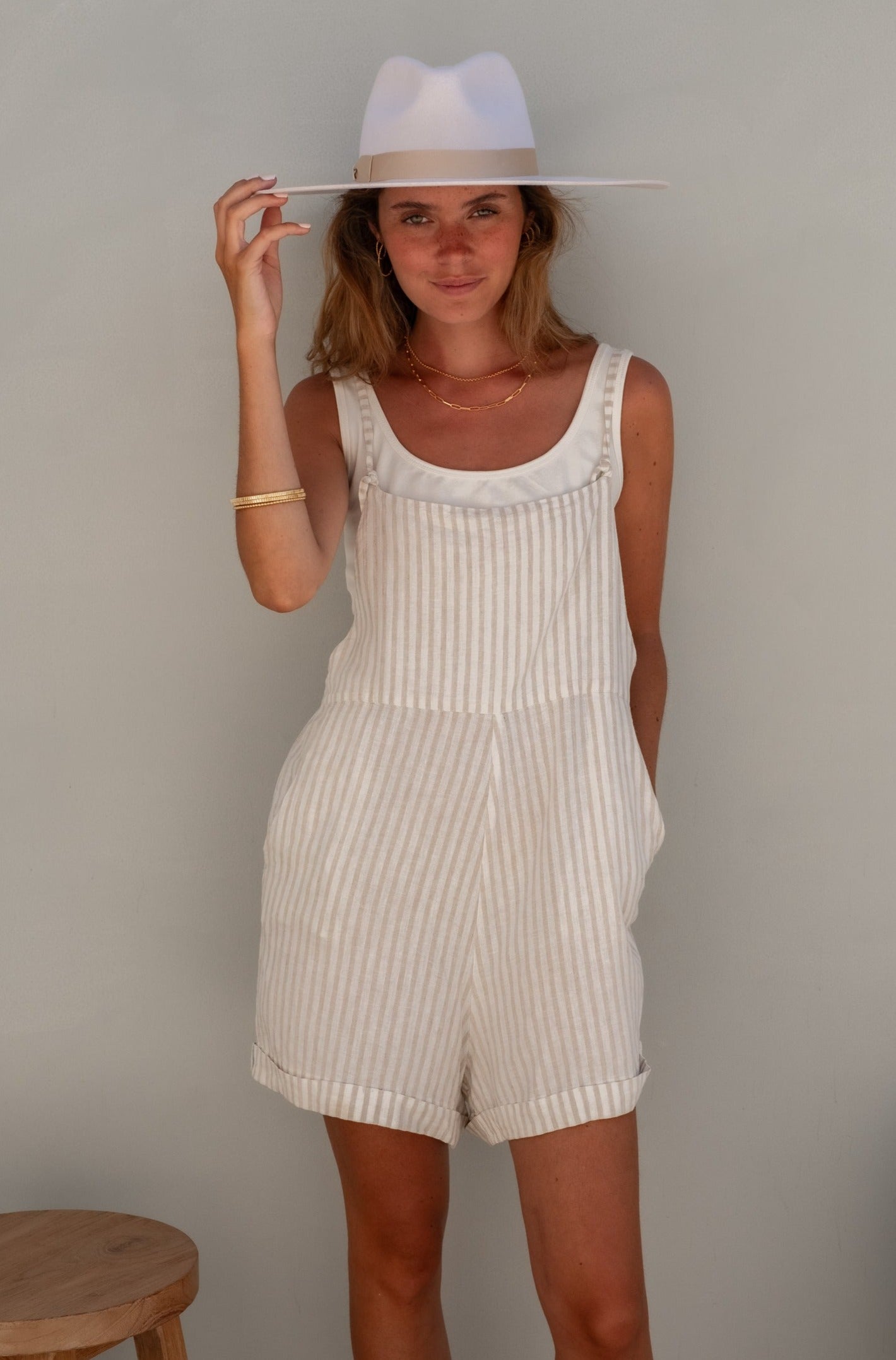 Sand Dune Stripe Riley Jumpsuit Summer Overalls Luna & Rose