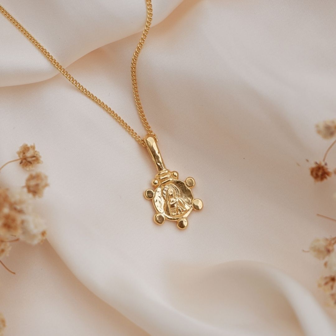 9KT Solid Gold Mary Magdalene Pendant - Symbol of Power, Grace, Loyalty & Adversity