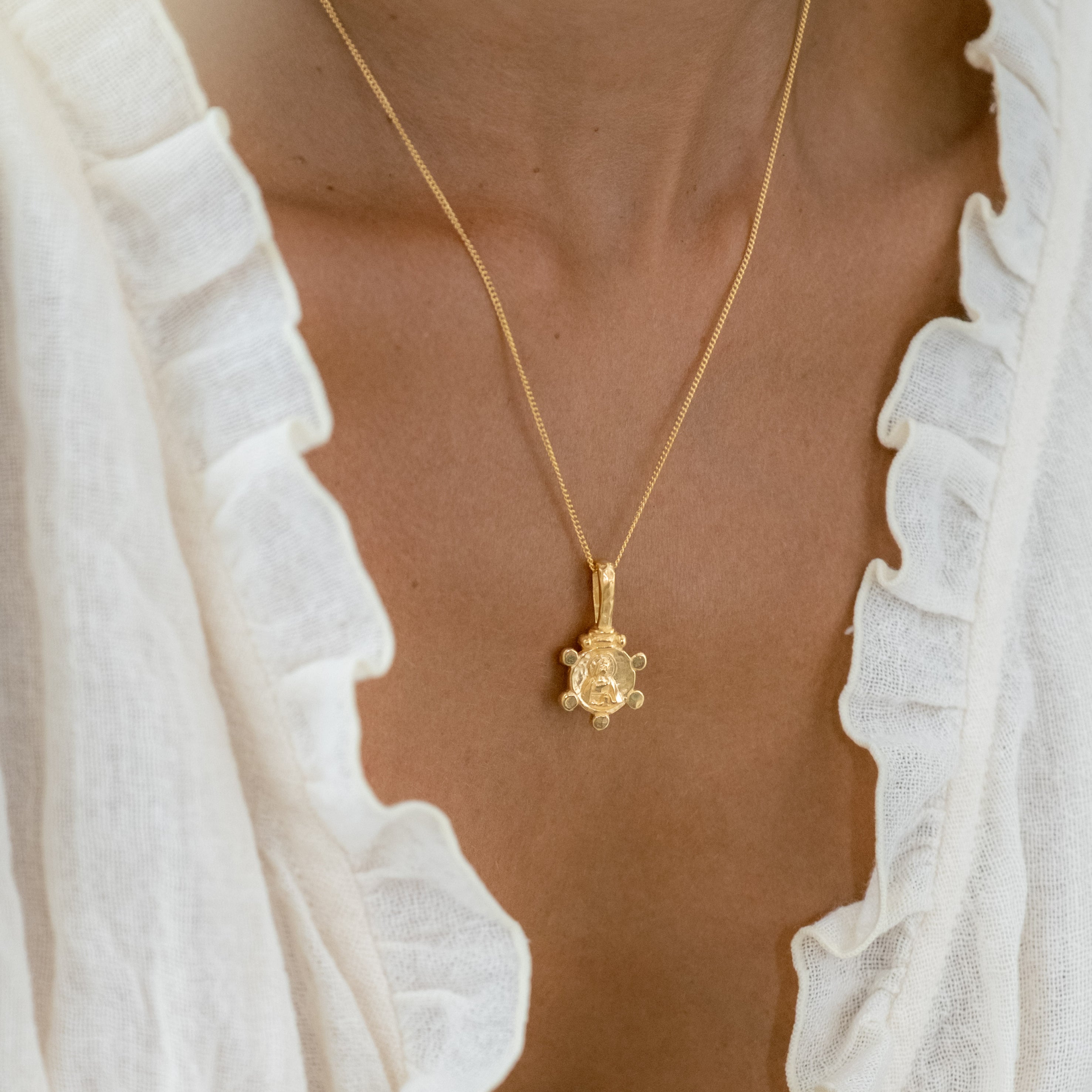 9KT Solid Gold Mary Magdalene Pendant - Symbol of Power, Grace, Loyalty & Adversity