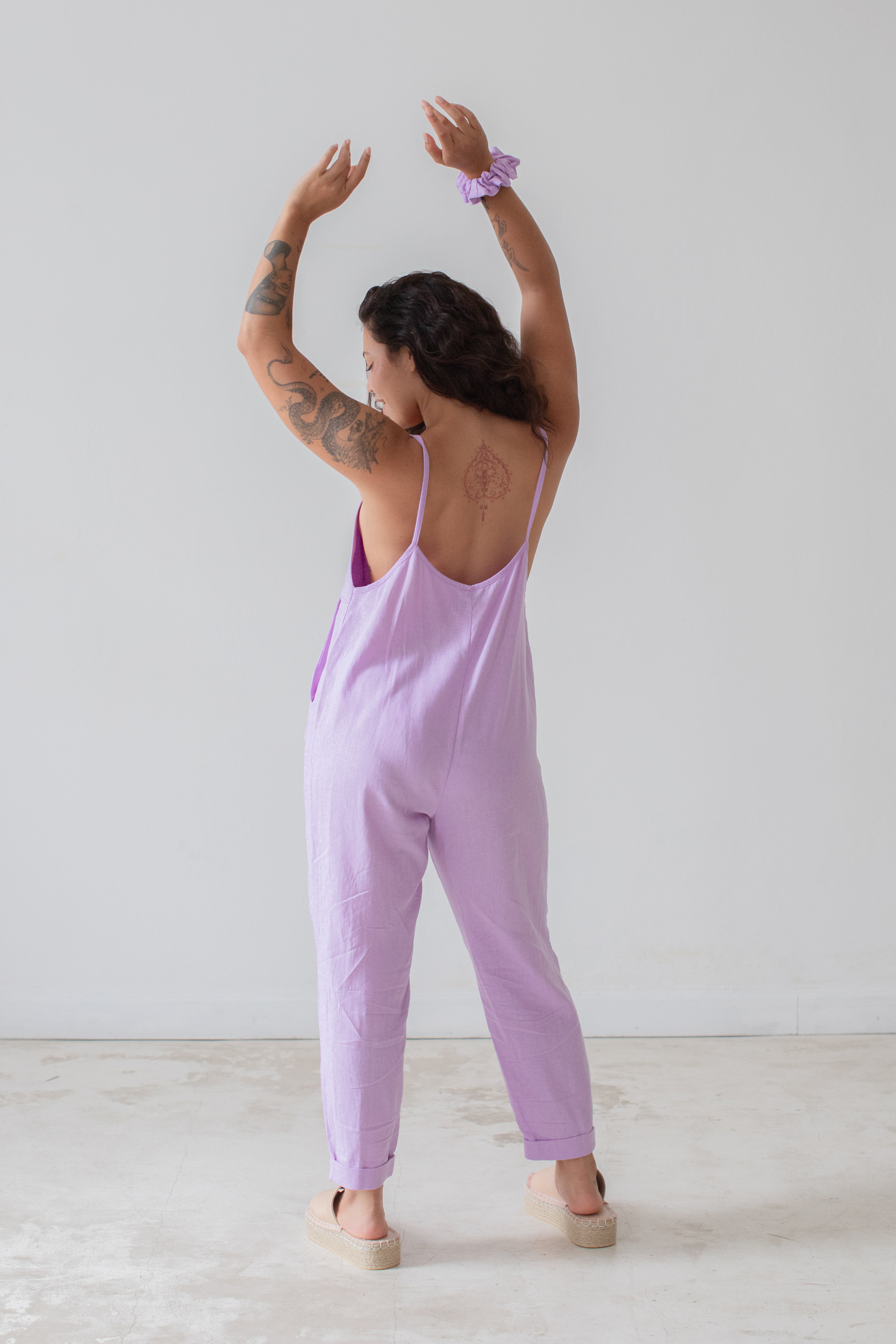 Luna & Rose Back View Ollie Overalls in Linen