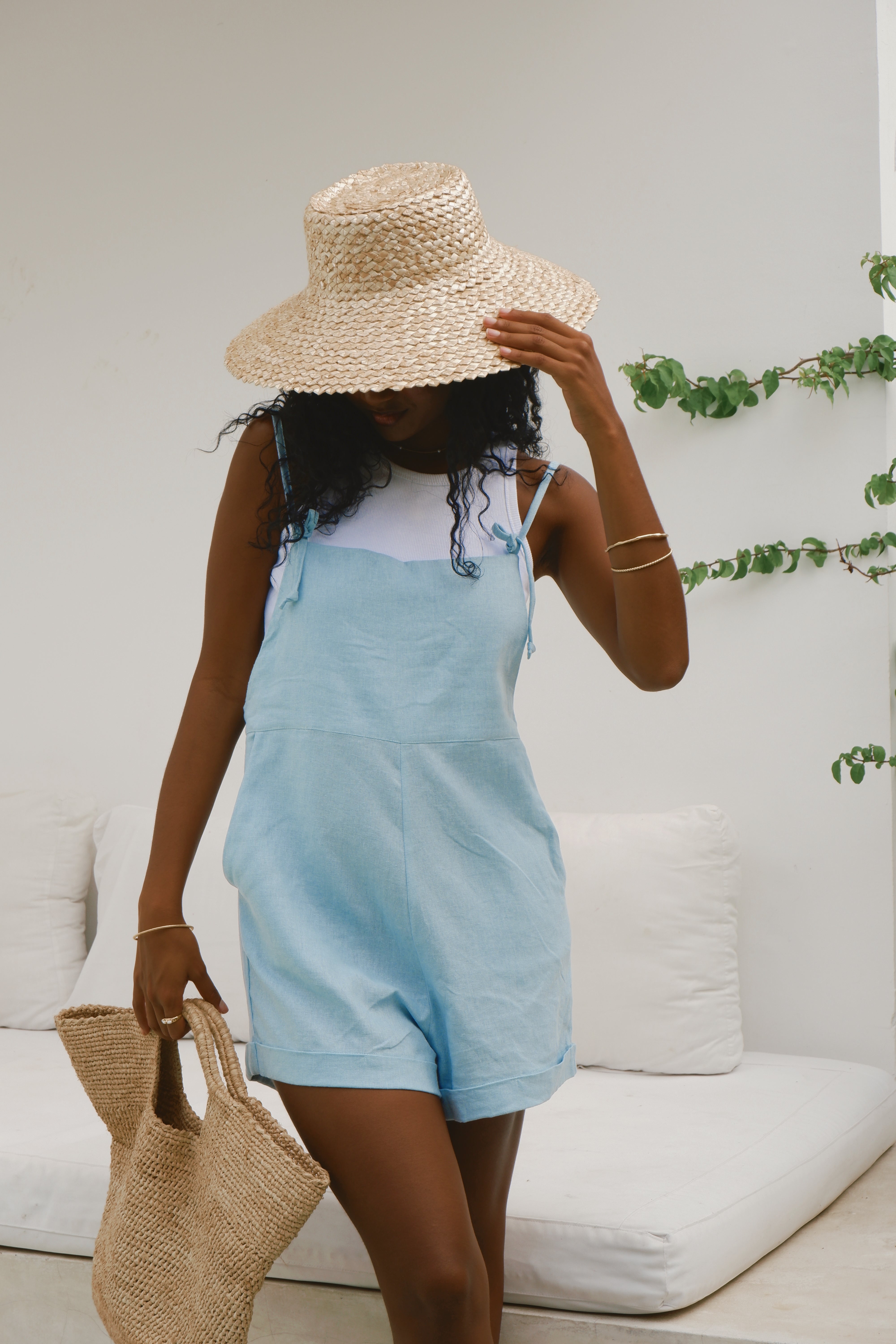 Riley Jumpsuit in Sky Blue, a lightweight and comfortable jumpsuit with a flattering cut, ideal for a bright and fresh summer style.