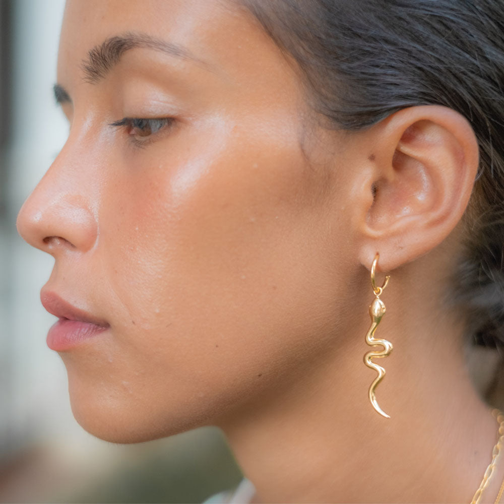 Snake 'Rebirth' Earrings - Gold Recycled sterling silver jewelry