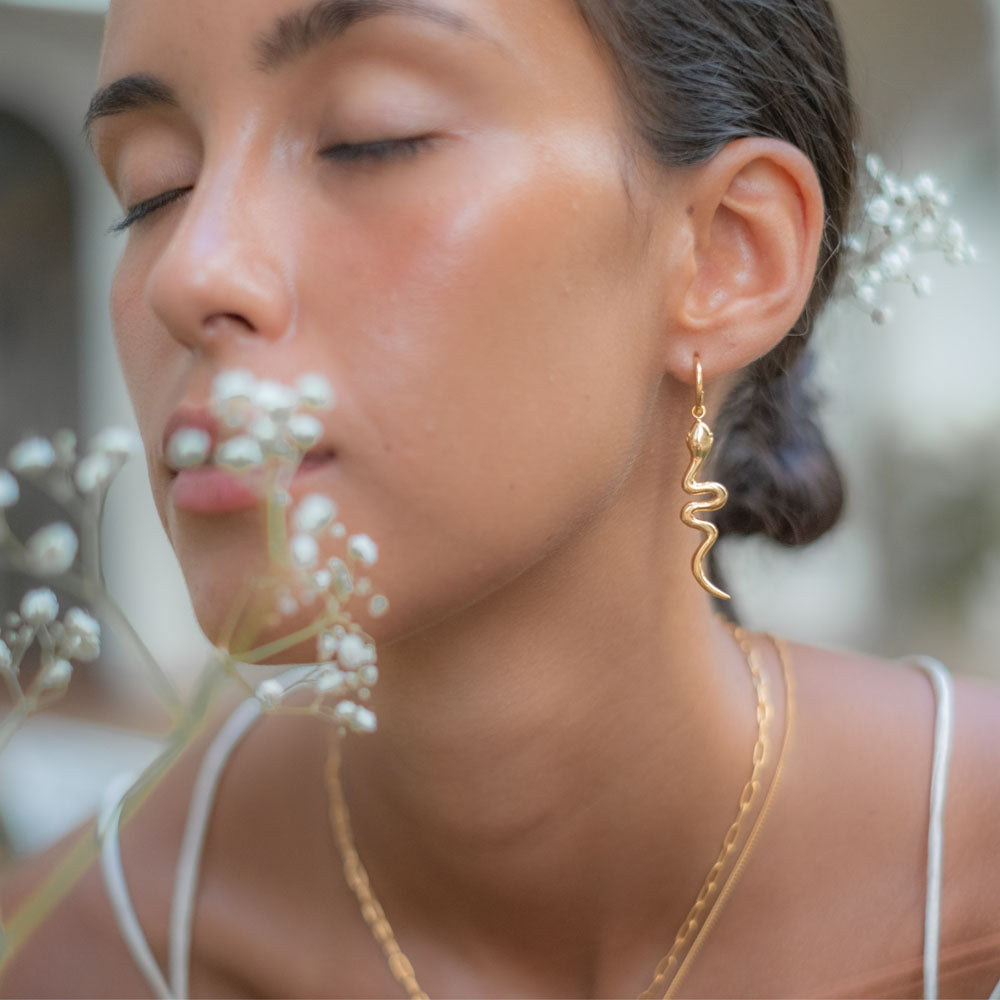 Snake 'Rebirth' Earrings - Gold Artisanal Bali creations